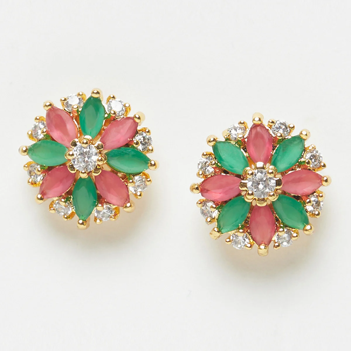 Floral Gemstones Stud Earrings - Image 3