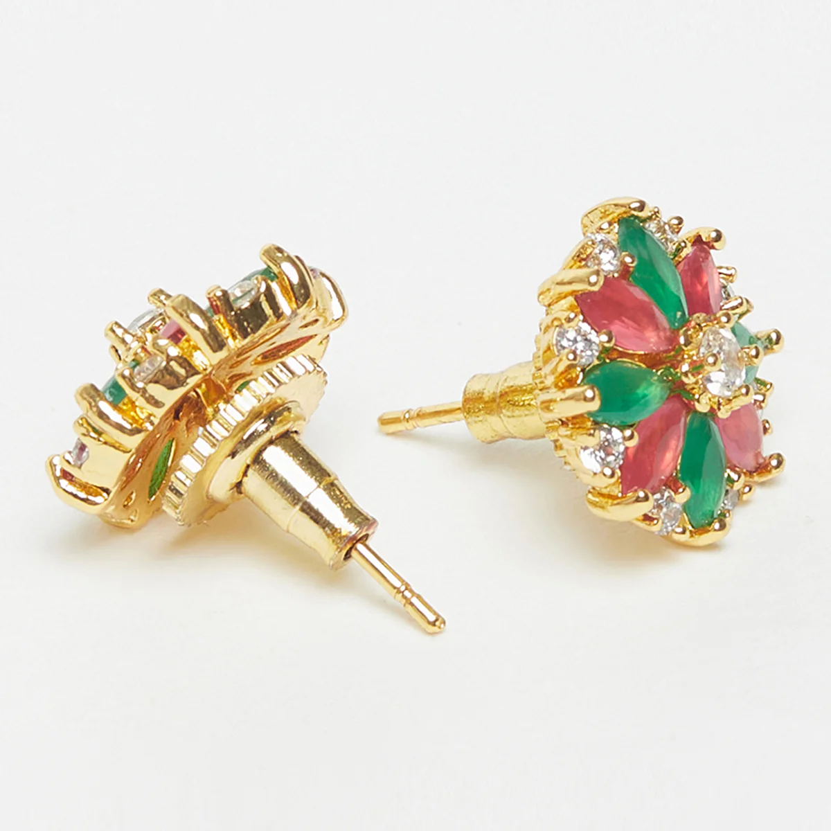 Floral Gemstones Stud Earrings - Image 4
