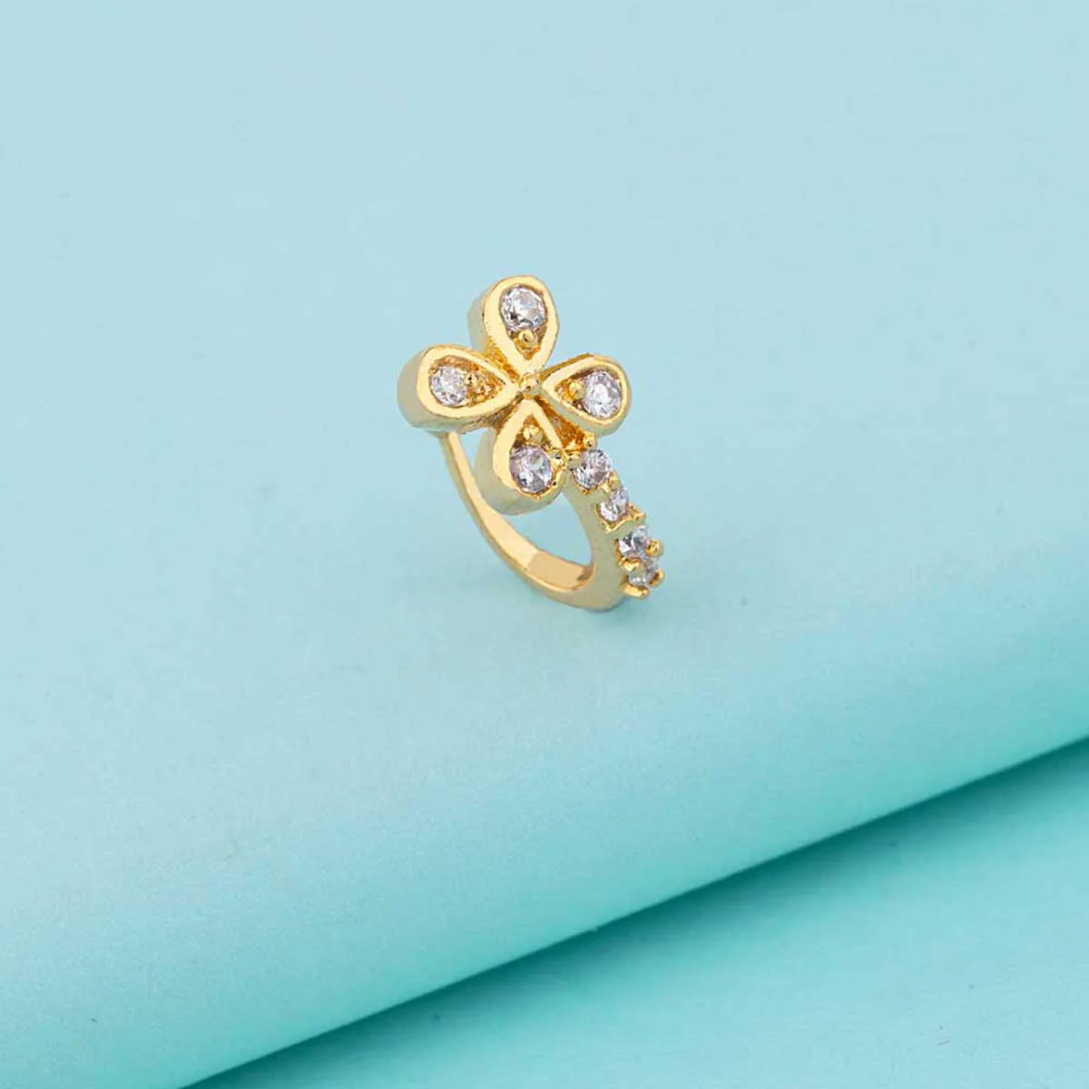 Floral Motif Brass Nose Pin