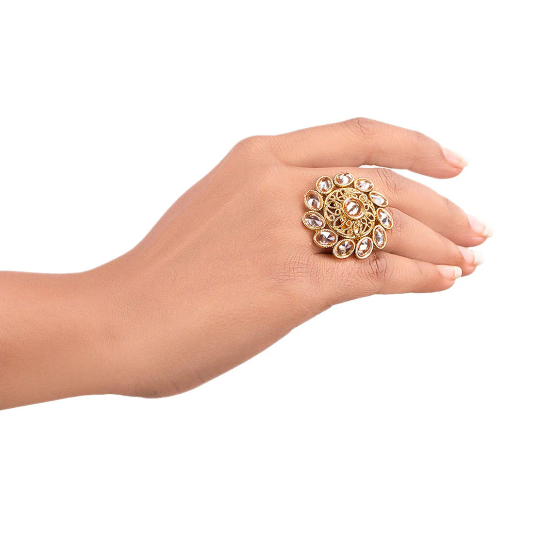 Floral Motif Brass Ring - Image 2