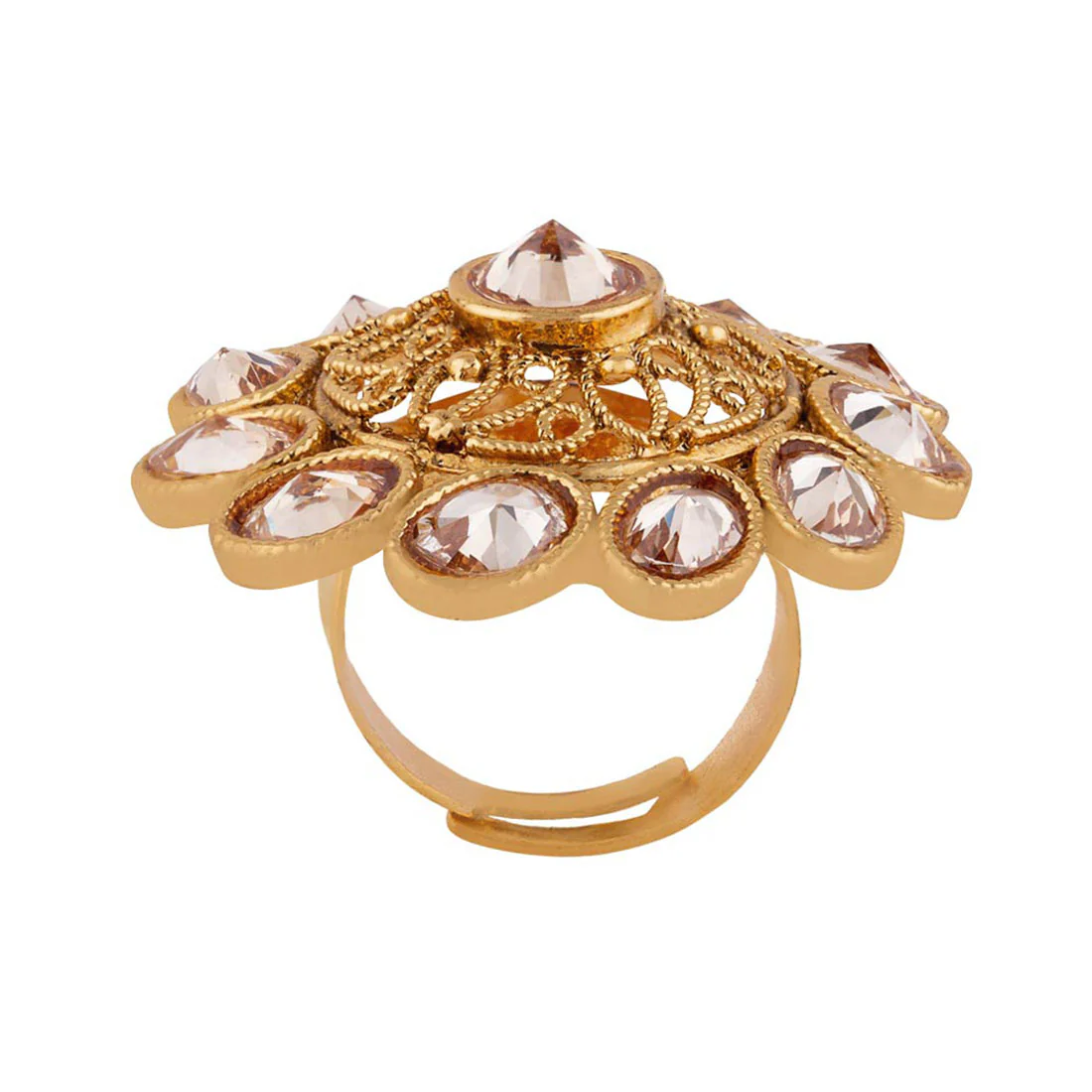 Floral Motif Brass Ring - Image 4