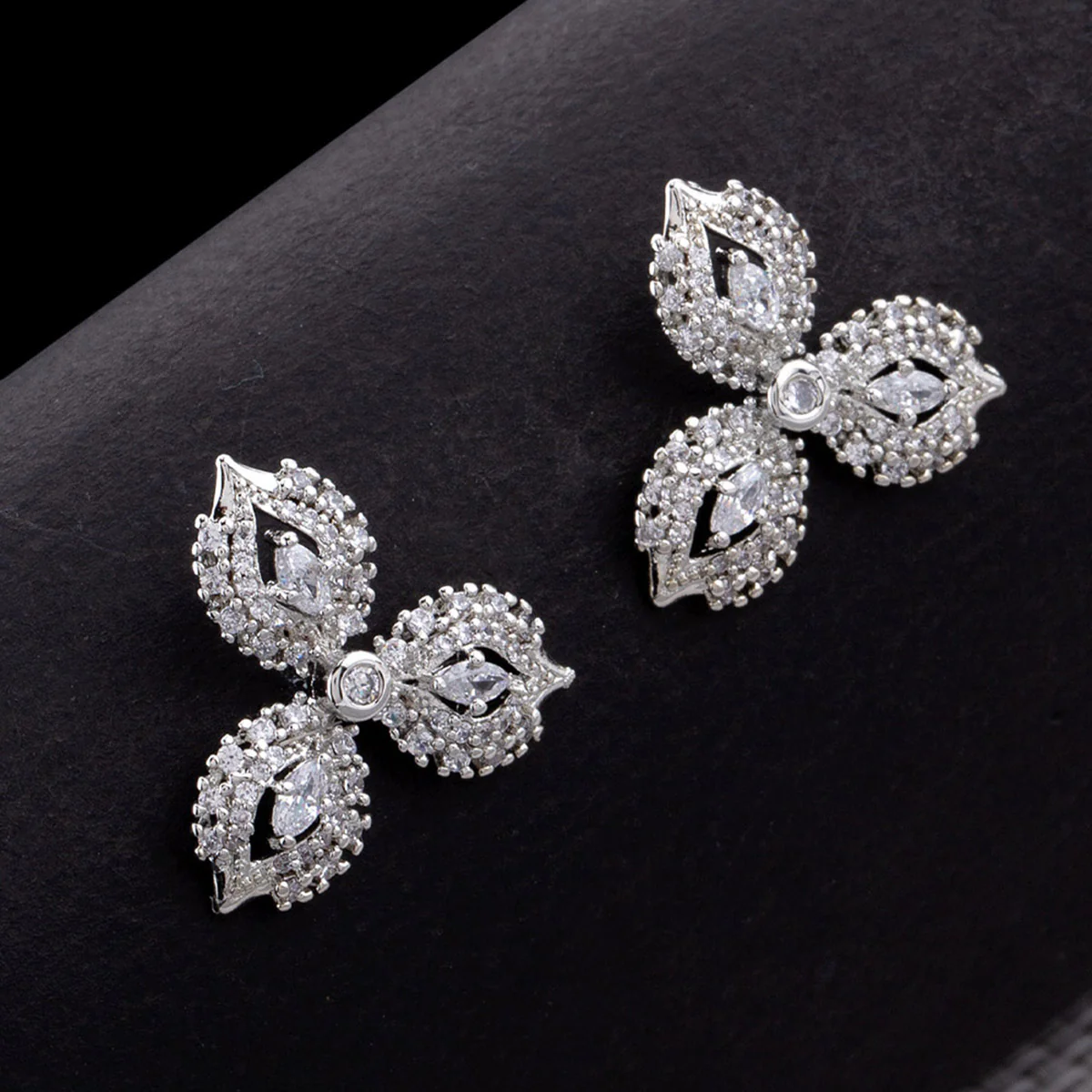 Floral Motif CZ Stone Studded Earrings
