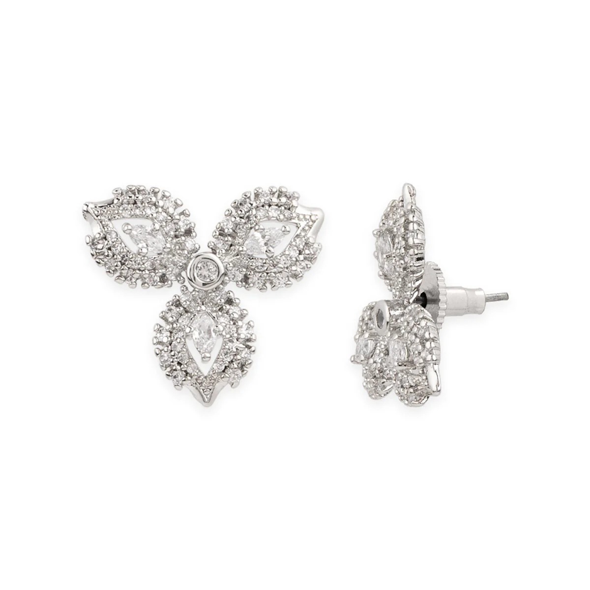 Floral Motif CZ Stone Studded Earrings - Image 4