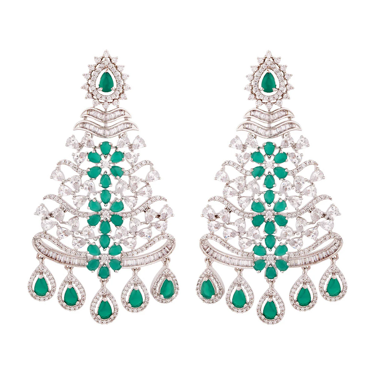 Floral Motif Drop Earrings - Image 3