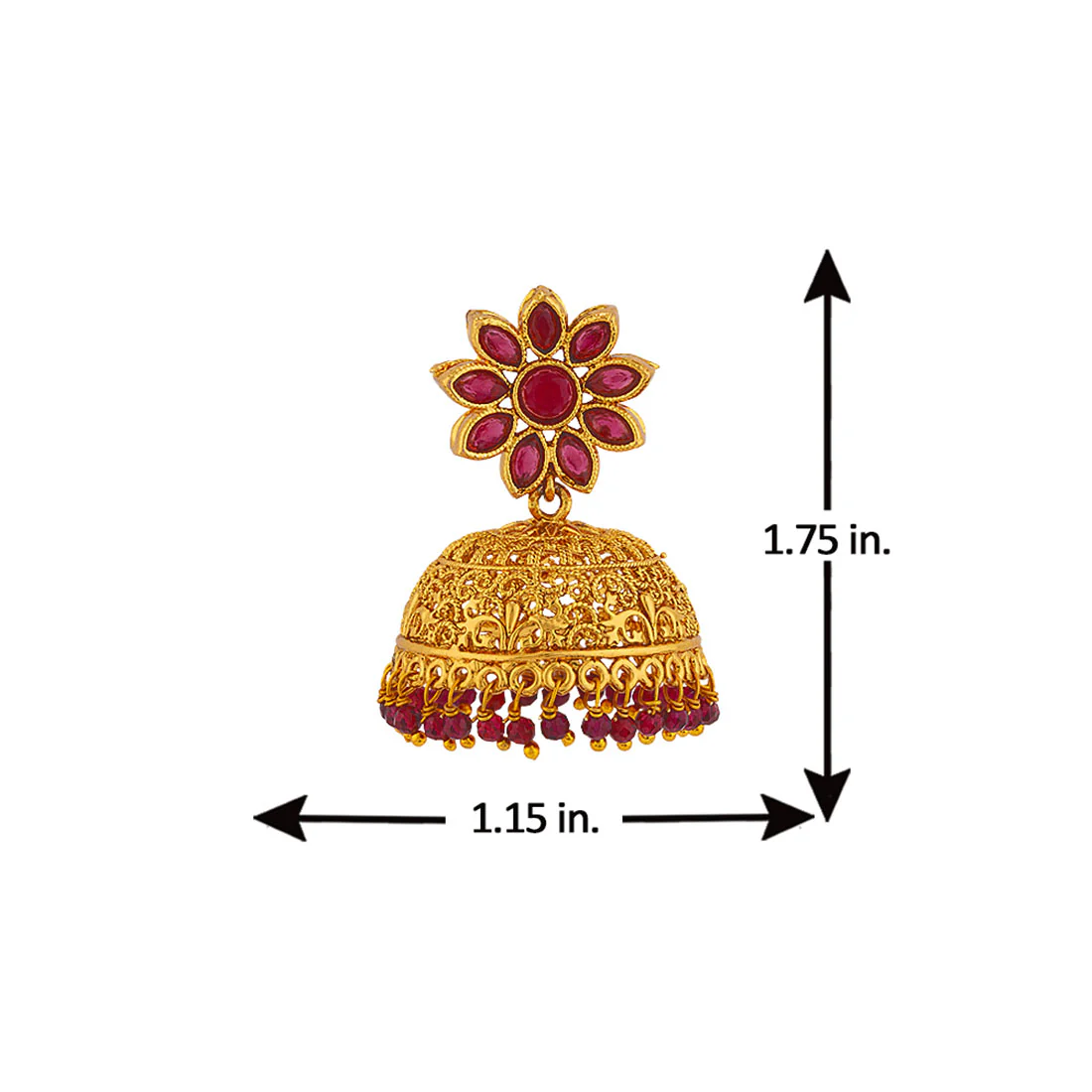 Floral Motif Jhumka Drop Earrings - Image 5