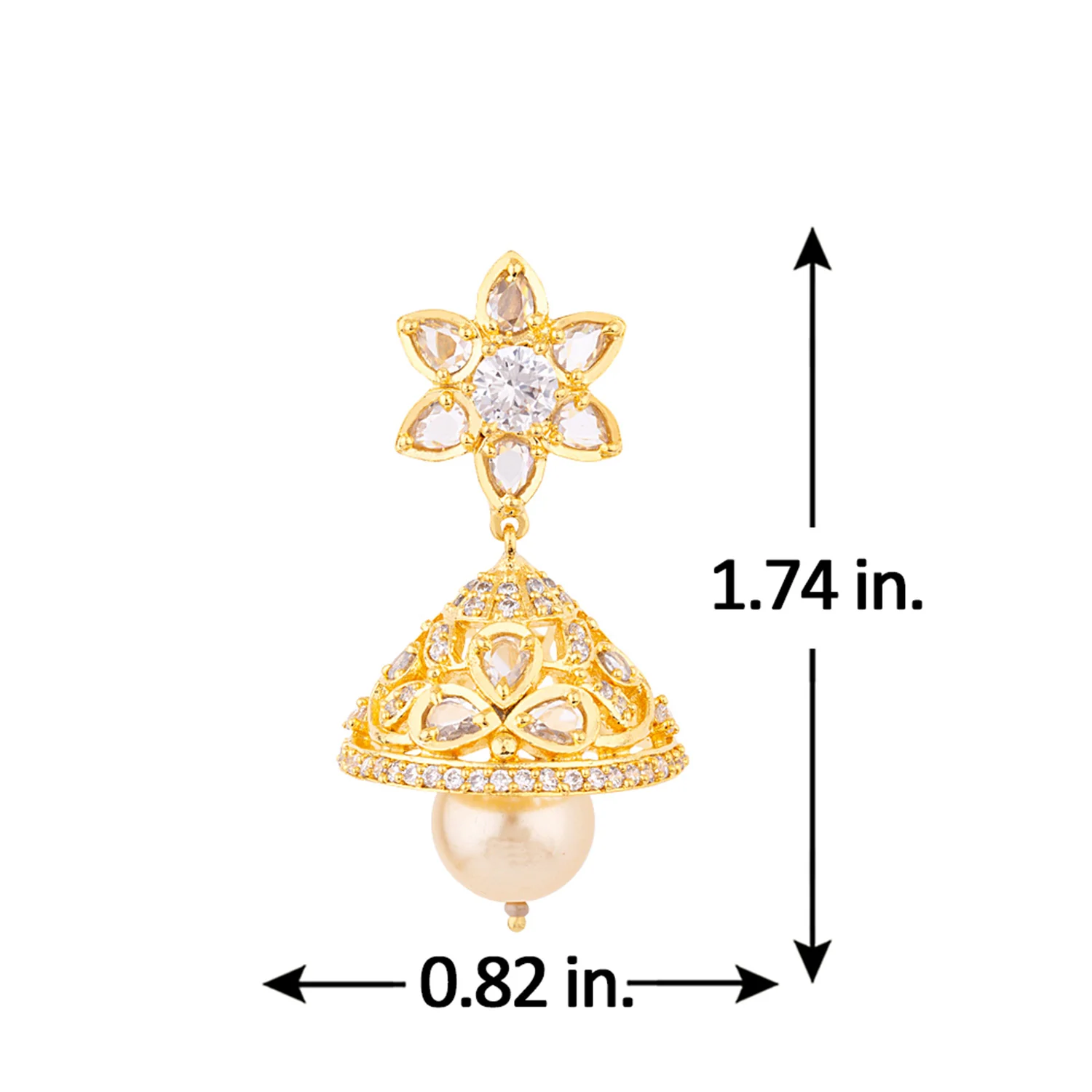 Floral Motif Jhumka Earrings - Image 5