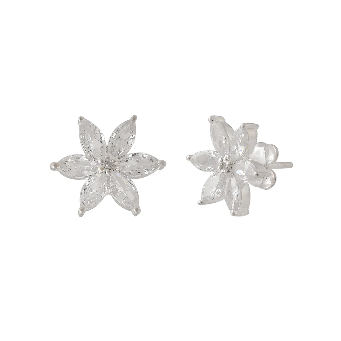 Floral Motif Silver Plated 925 Sterling Silver Earrings - Image 4