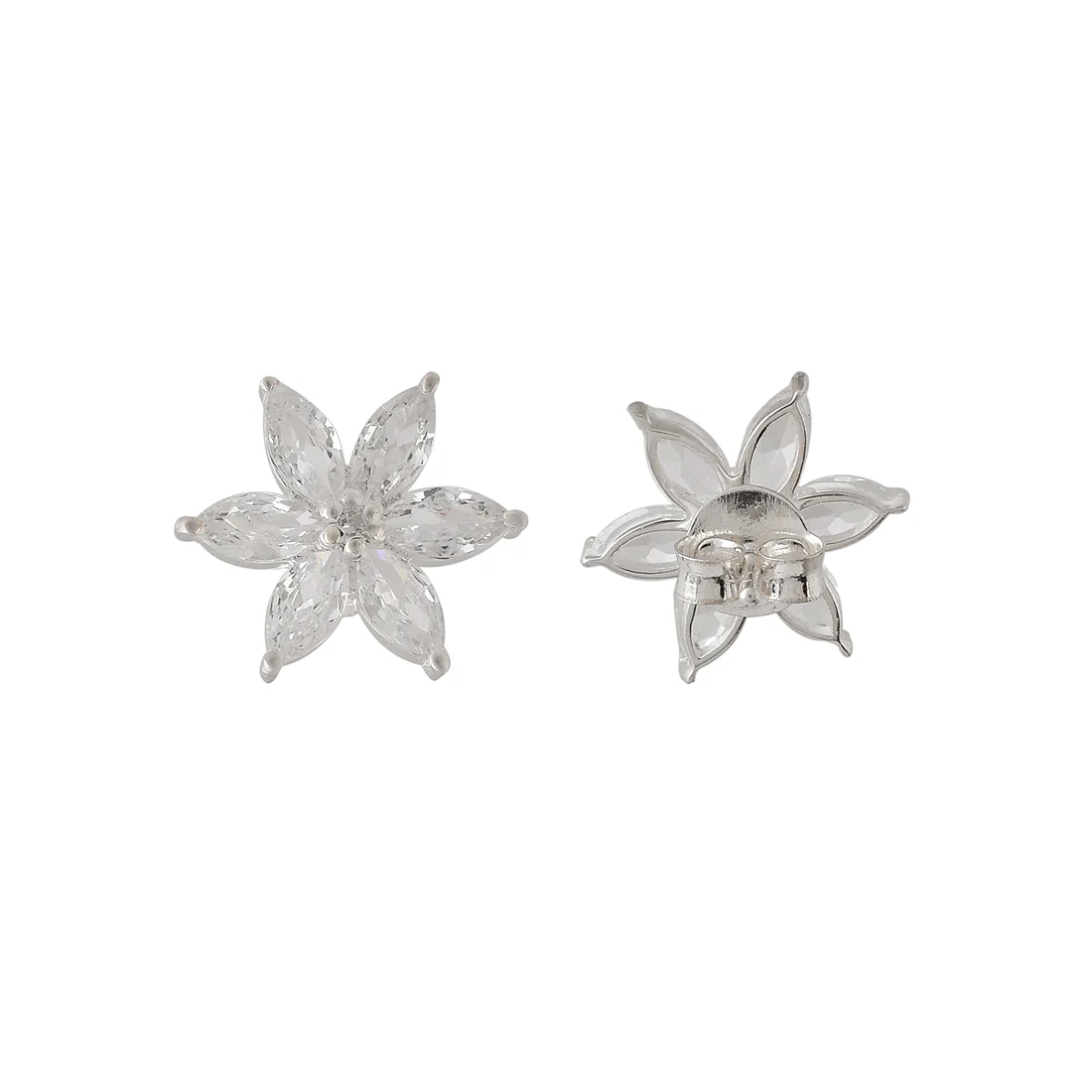 Floral Motif Silver Plated 925 Sterling Silver Earrings - Image 5