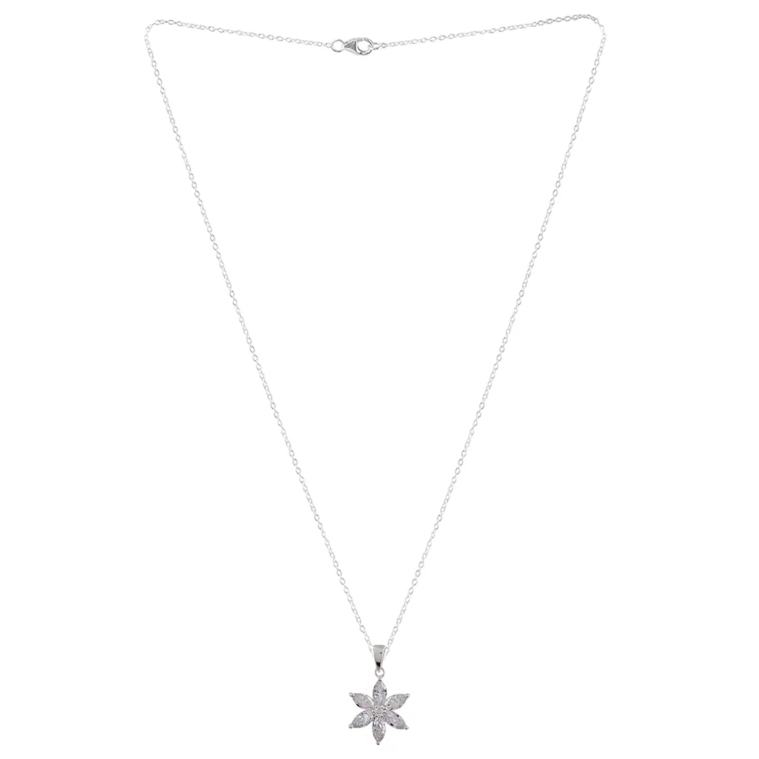 Floral Motif Silver Plated 925 Sterling Silver Necklace Set - Image 4