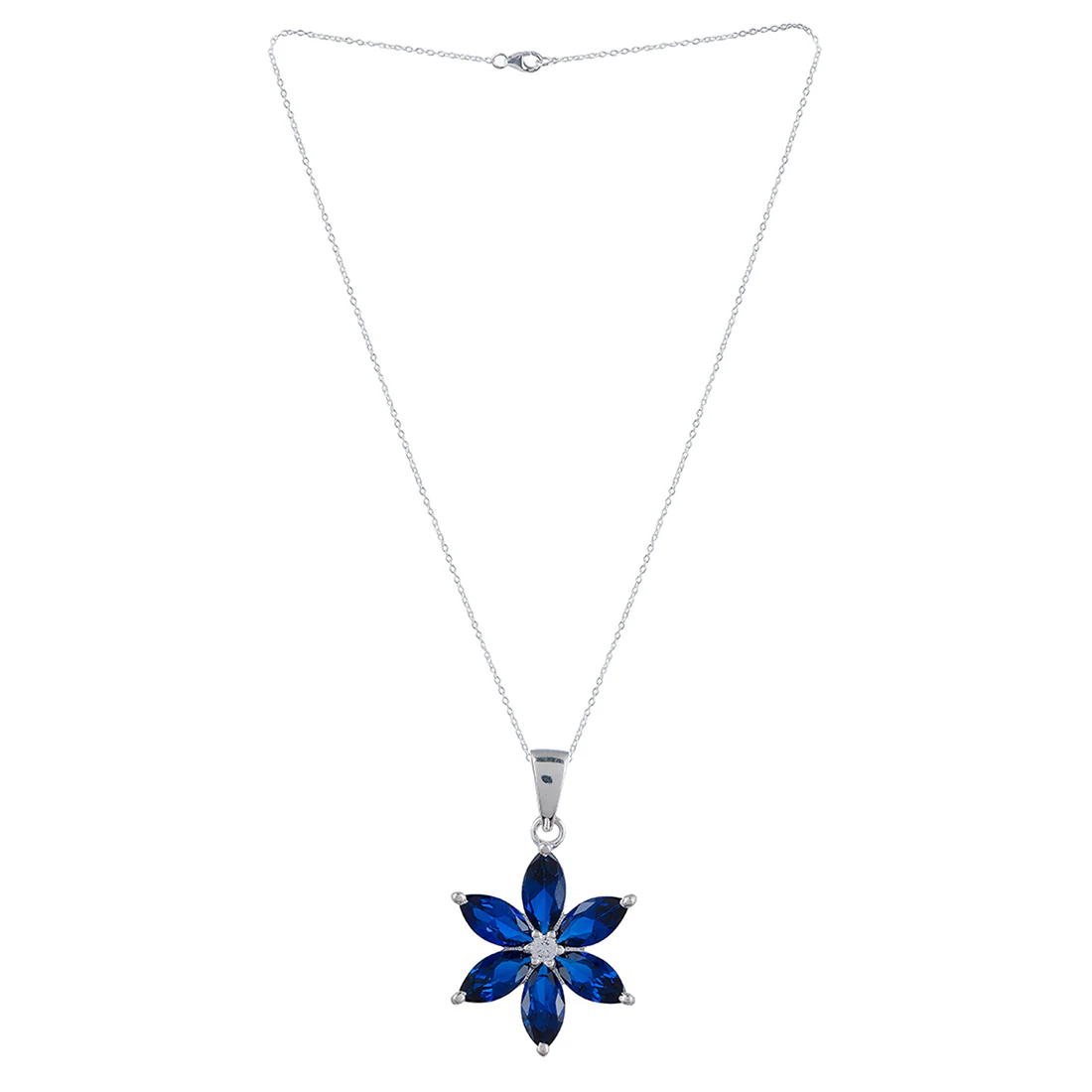 Floral Motif 925 Sterling Silver Necklace Set - Image 4