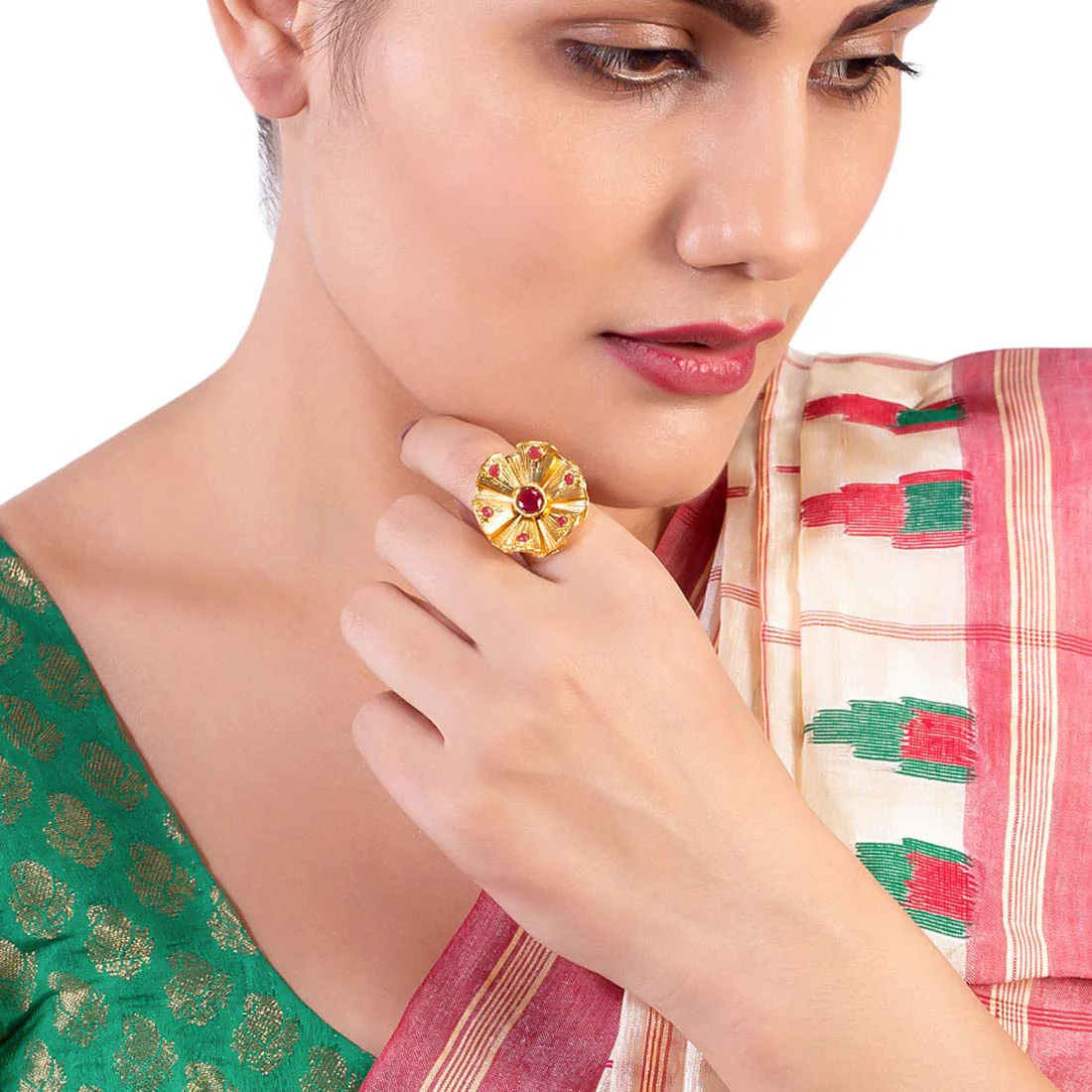 Floral Motif Statement Ring - Image 2