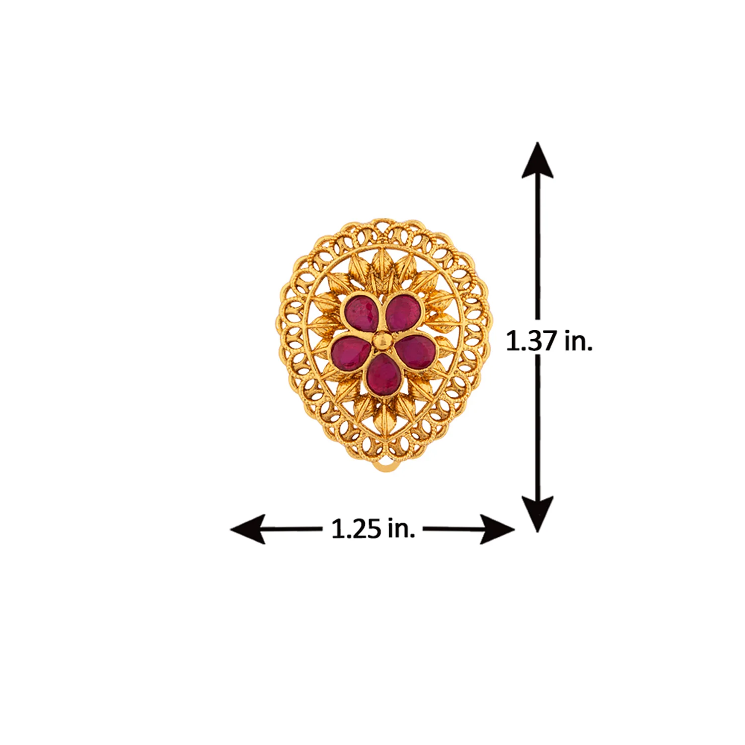 Floral Motif Stud Earrings - Image 5