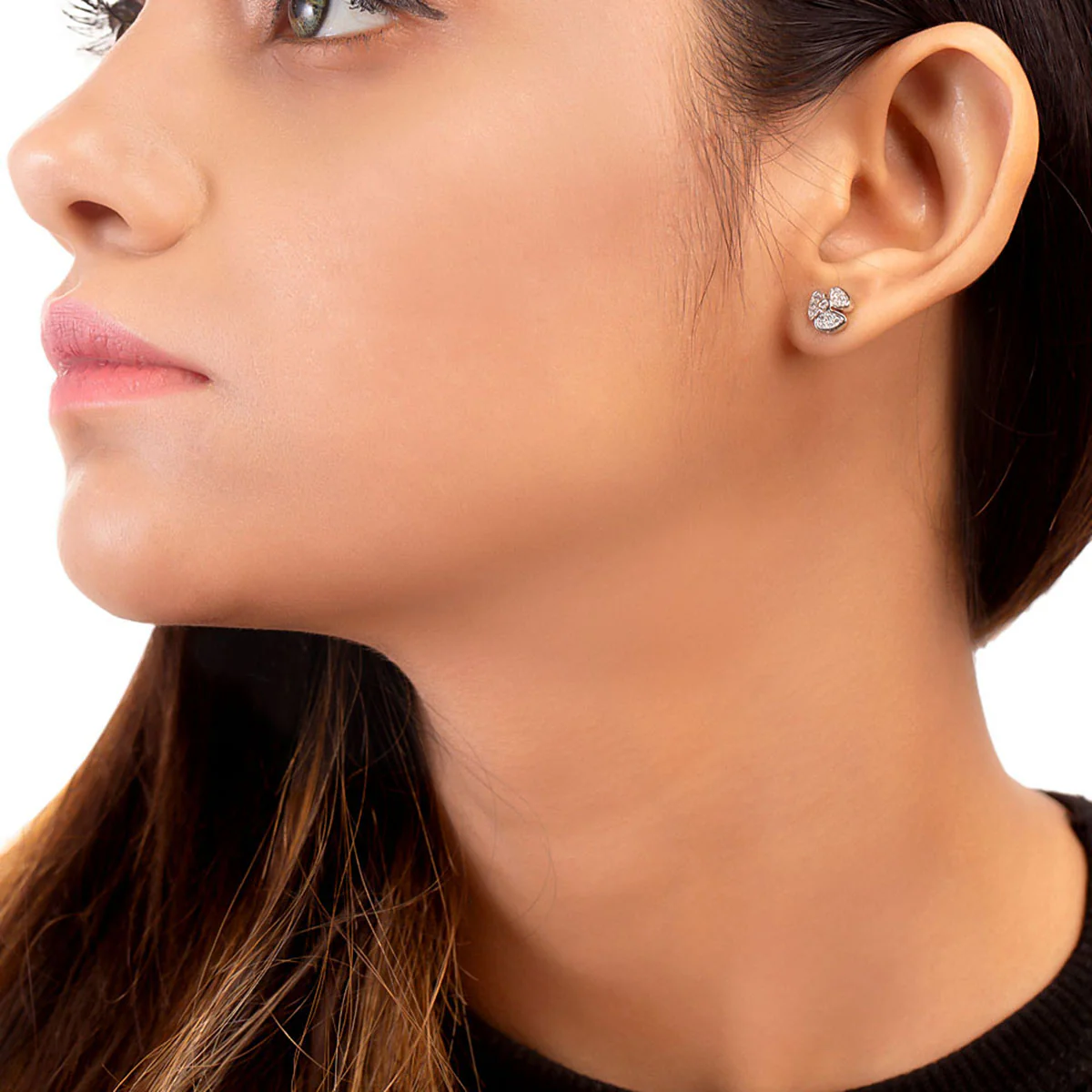 Floral Motif Stud Earrings - Image 2