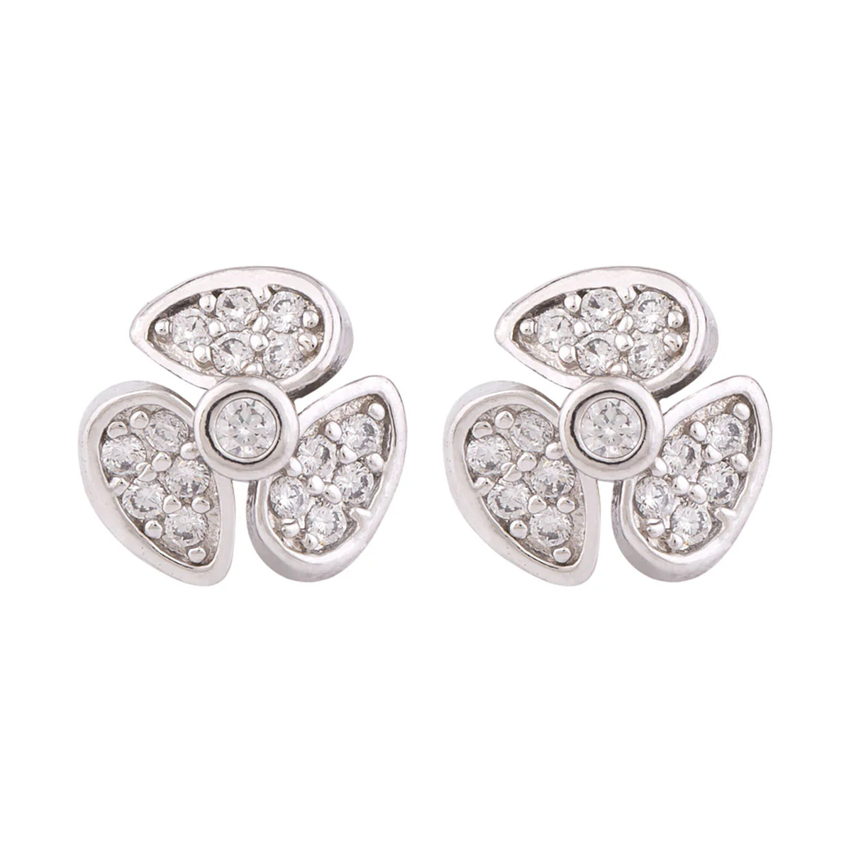Floral Motif Stud Earrings - Image 3