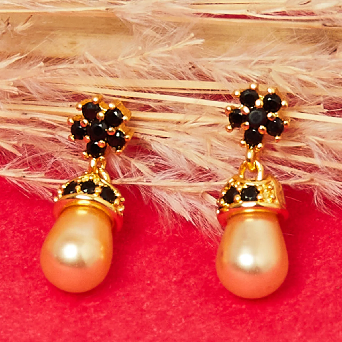 Floral Motif Stud Earrings