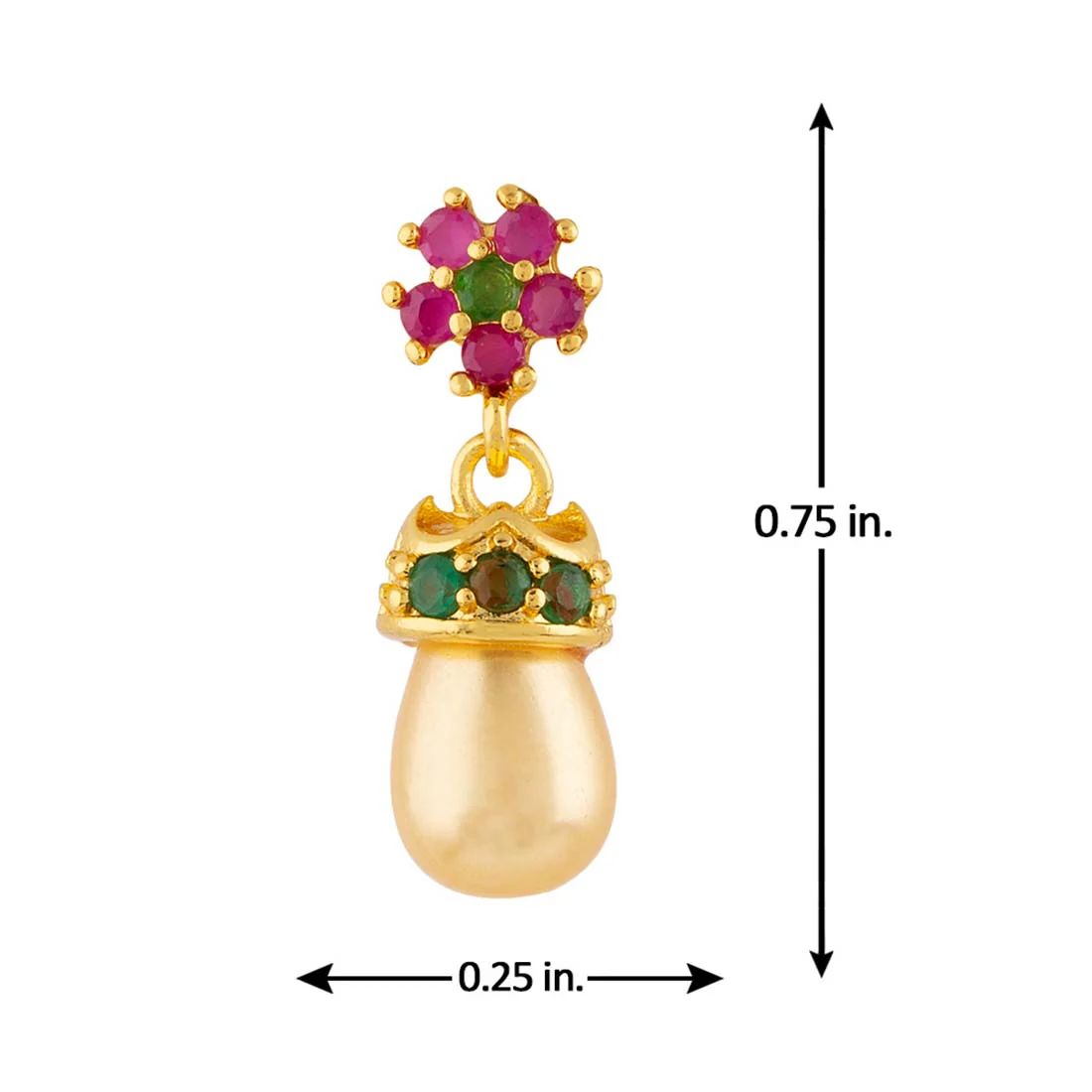 Floral Motif Tiny Brass Earrings - Image 5