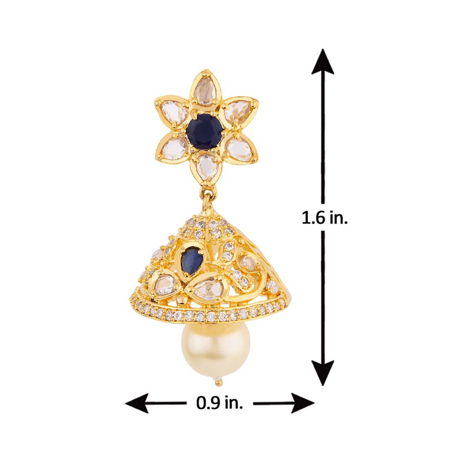Floral Motifs and CZ Gems Earrings - Image 5