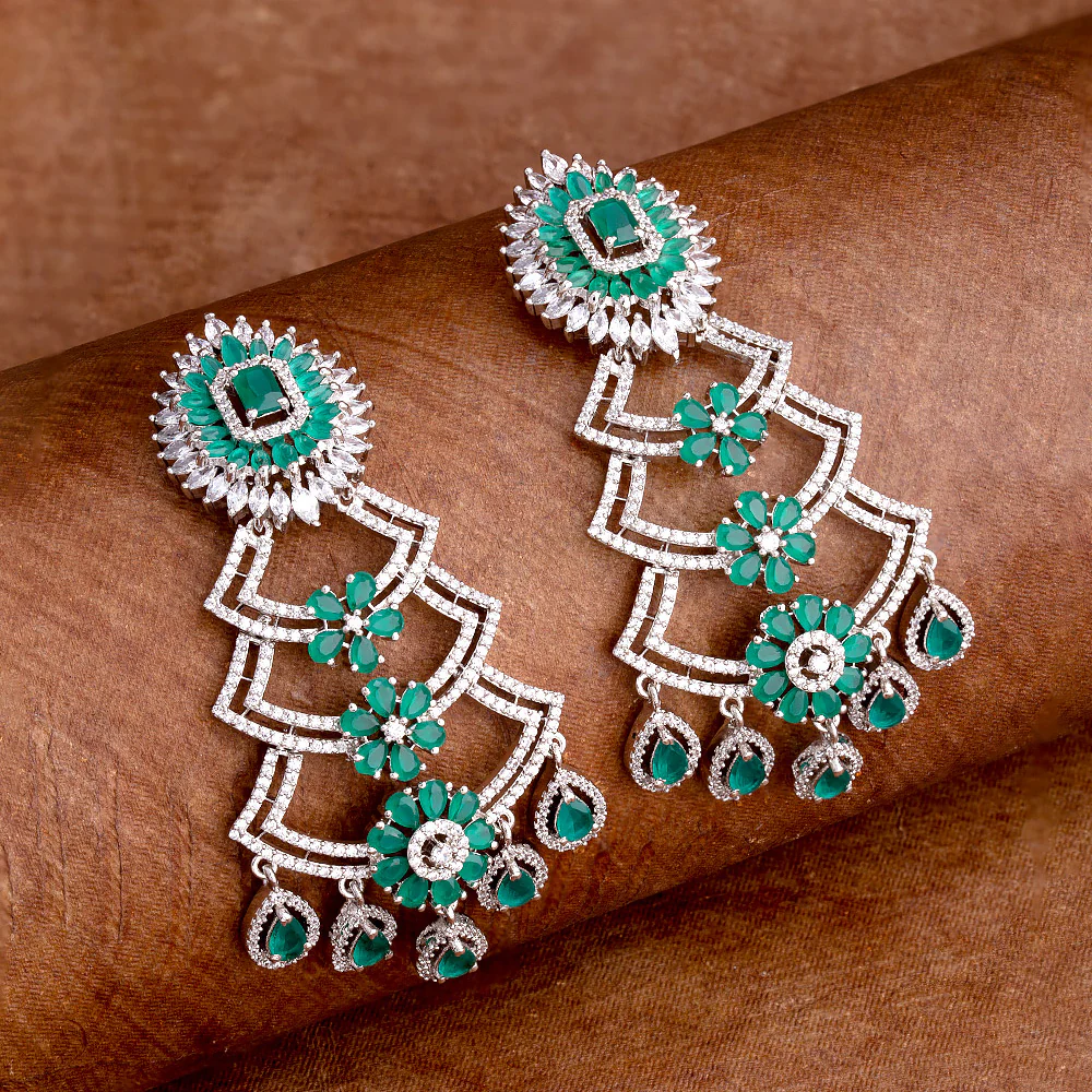 Floral Motifs Chandelier Drop Earrings