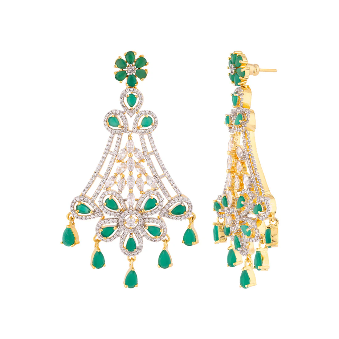 Floral Motifs Drop Style Earrings - Image 4