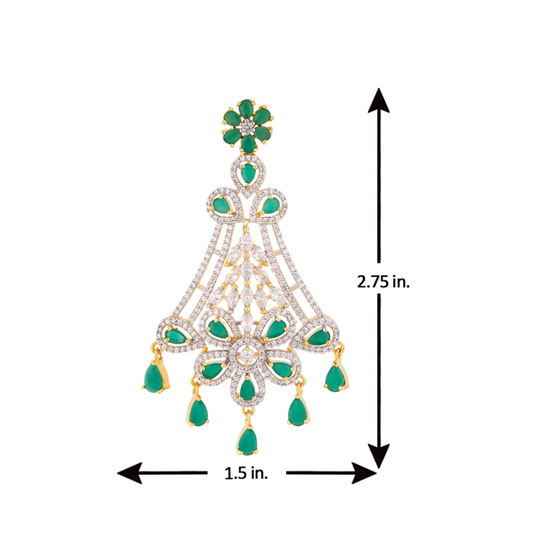 Floral Motifs Drop Style Earrings - Image 5