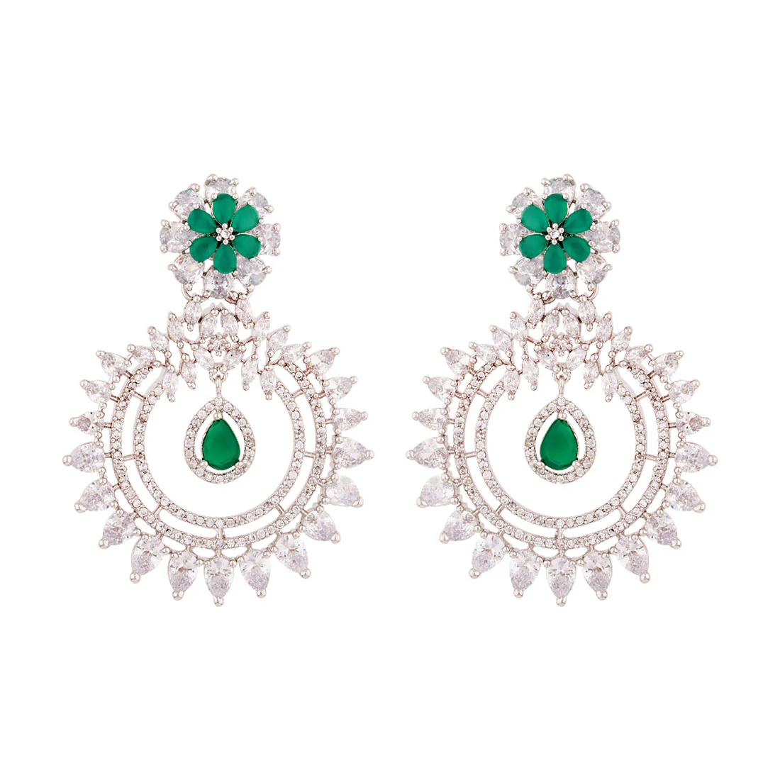 Floral Motifs Ethnic Hoop Earrings - Image 3