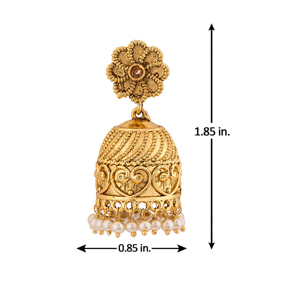 Floral Motifs Jhumka Earrings - Image 5