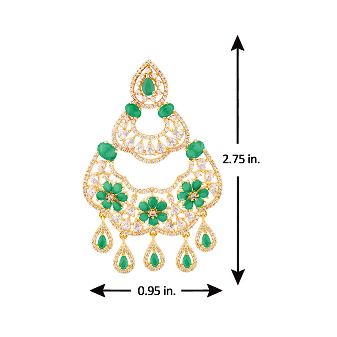 Floral Motifs Layered Drop Earrings - Image 5