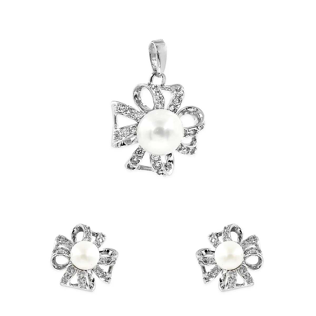 Floral Pearl Pendant Set