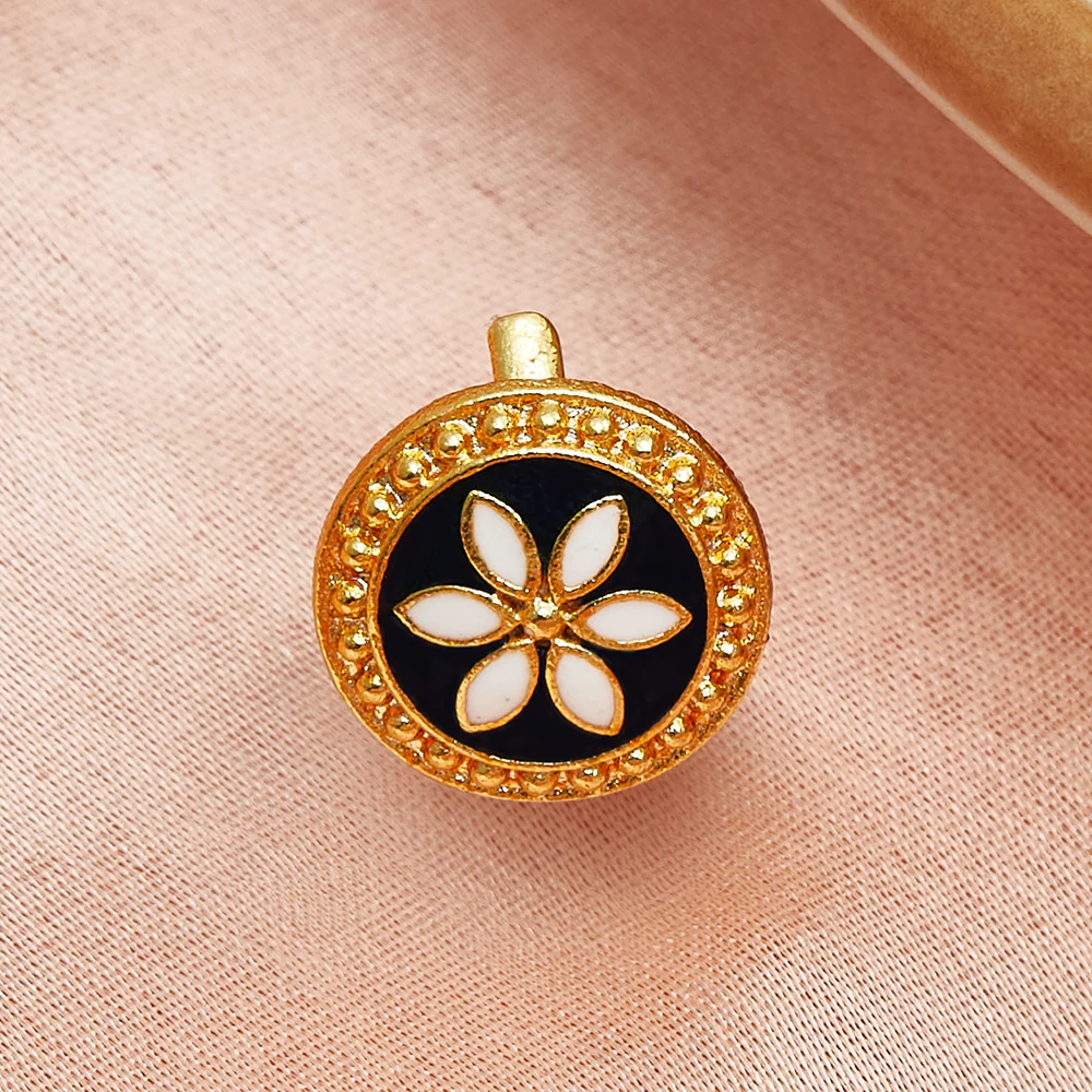 Floral Theme Nose Pin With Gold Plating