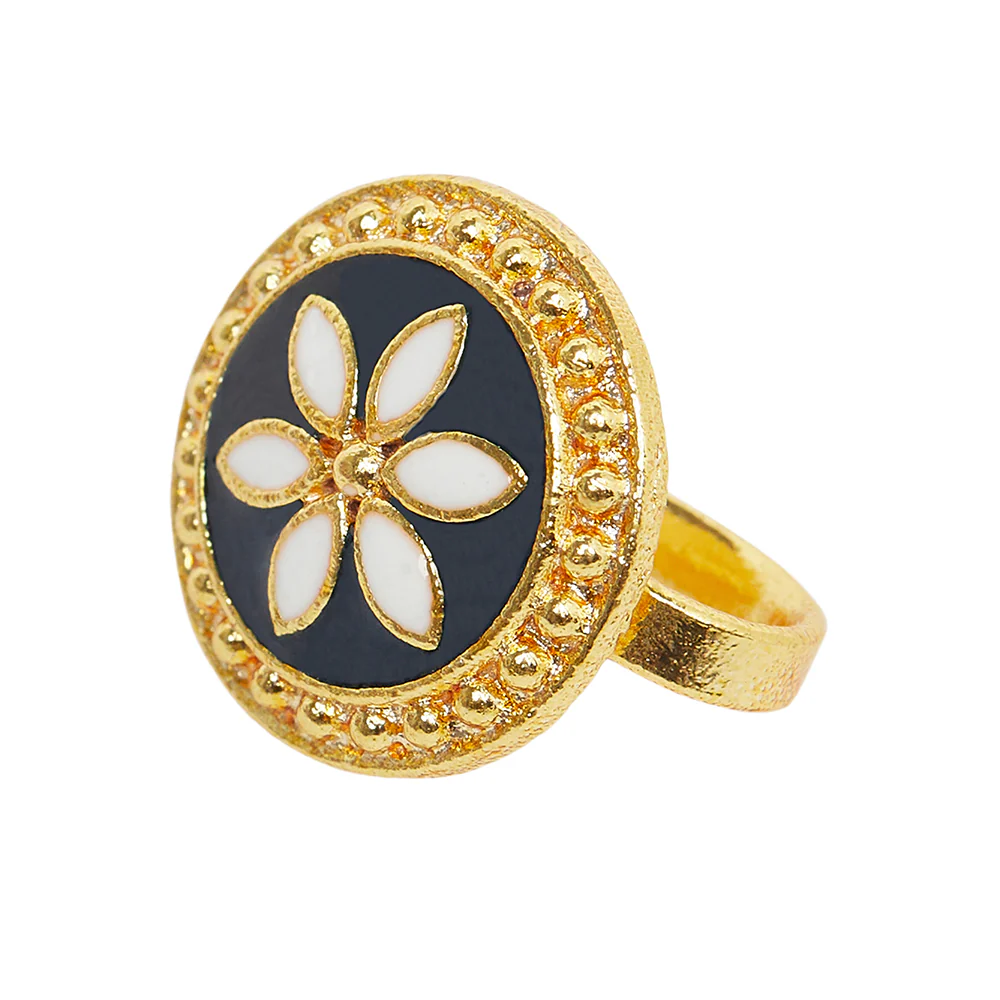 Floral Theme Nose Pin With Gold Plating - Image 5