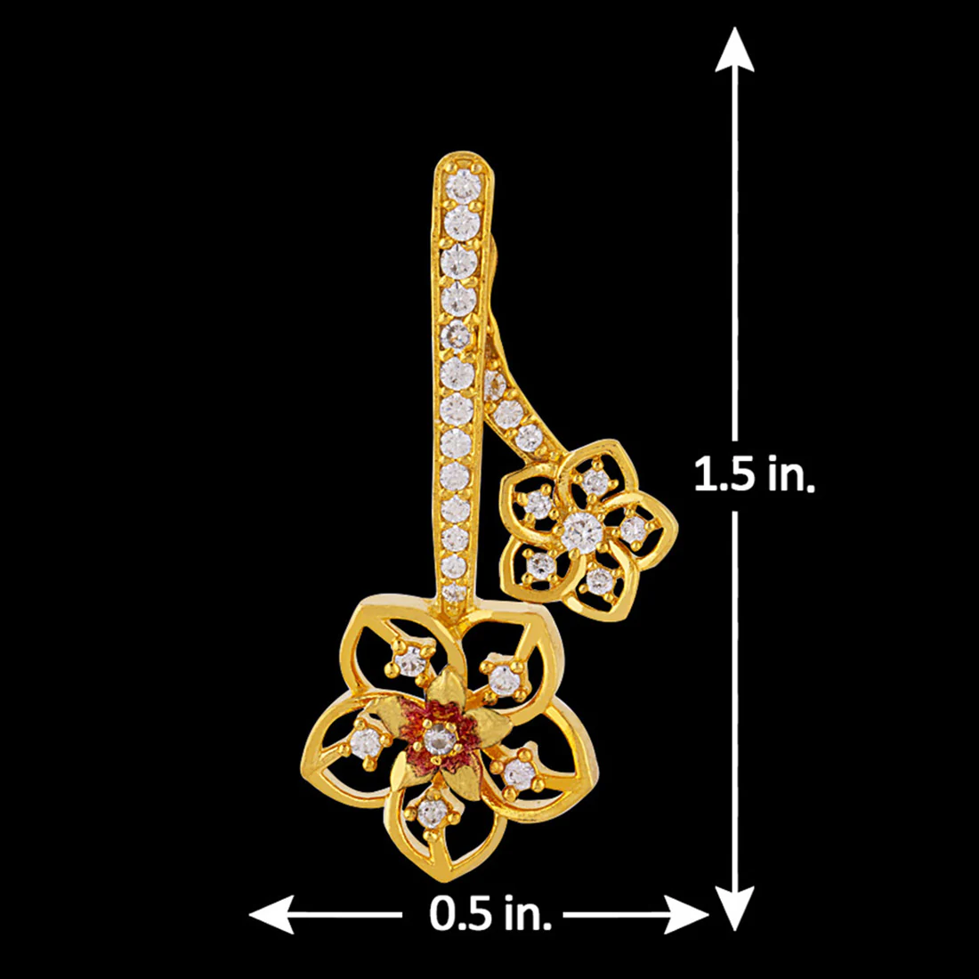 Floriana CZ Floral Drops Antique Plated Earrings - Image 5