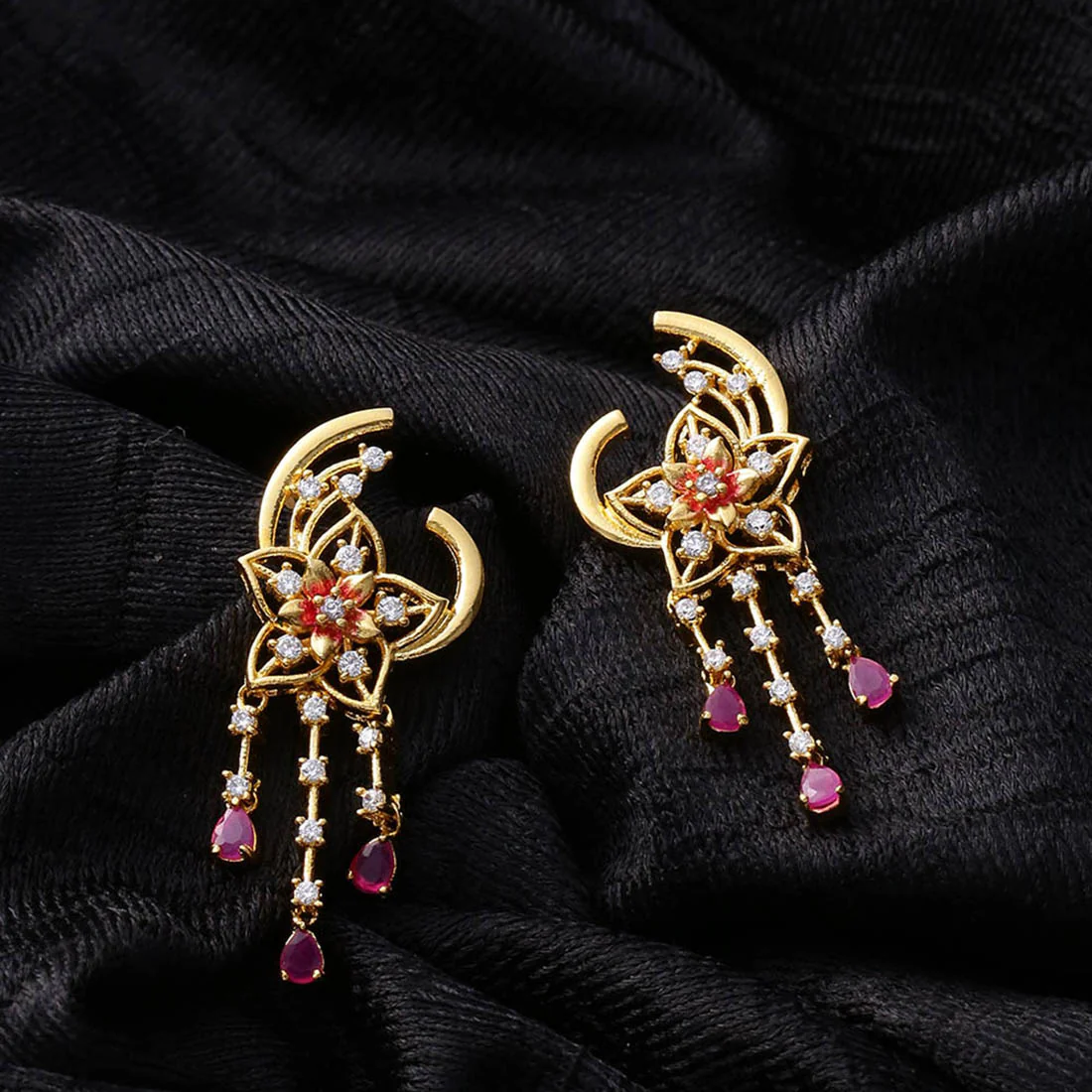 Floriana CZ Gems Embellished Earrings