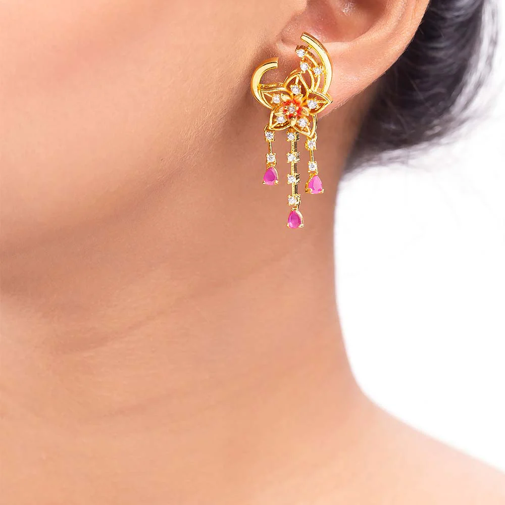 Floriana CZ Gems Embellished Earrings - Image 2