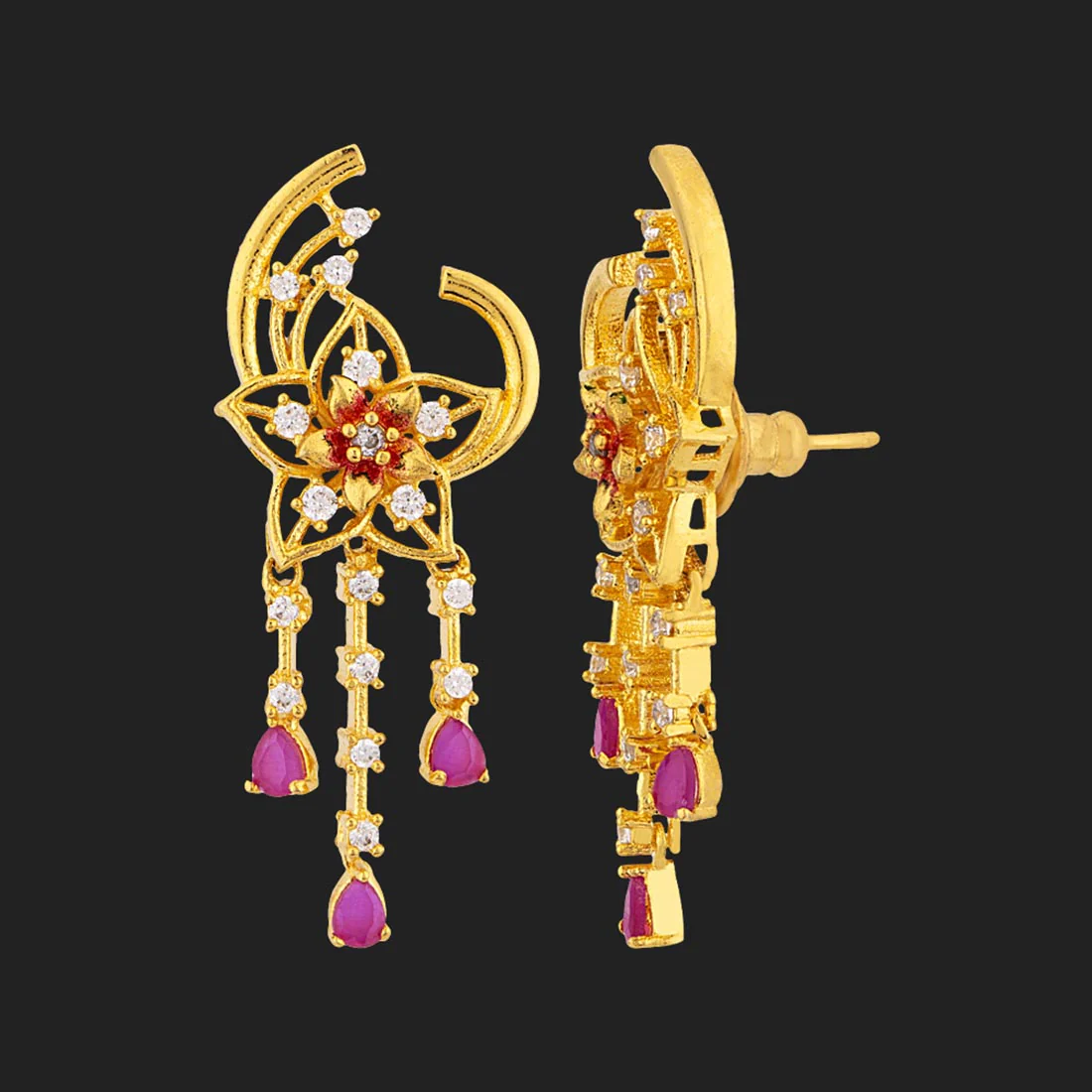 Floriana CZ Gems Embellished Earrings - Image 4