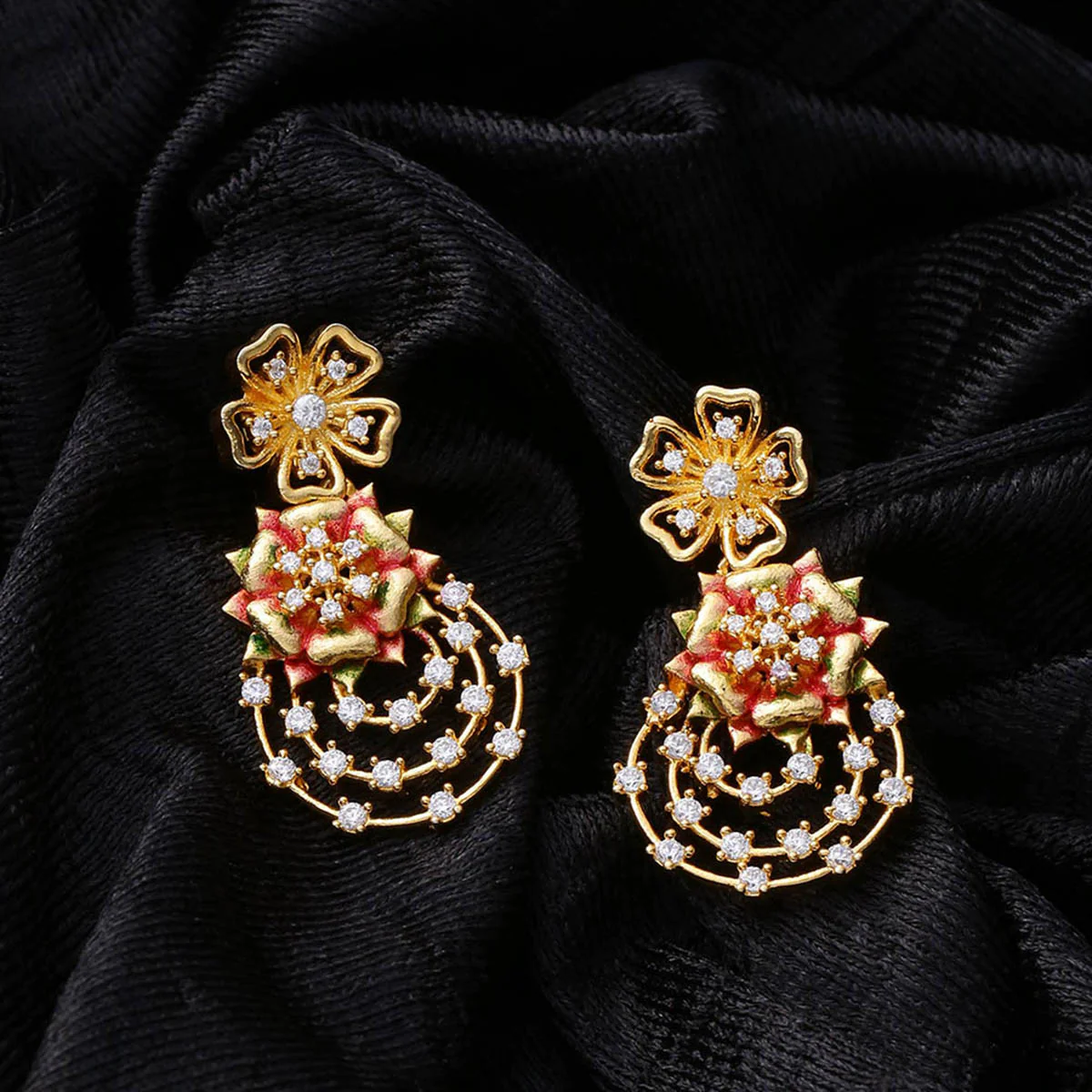 Floriana CZ Gold Plated Drop Earrings