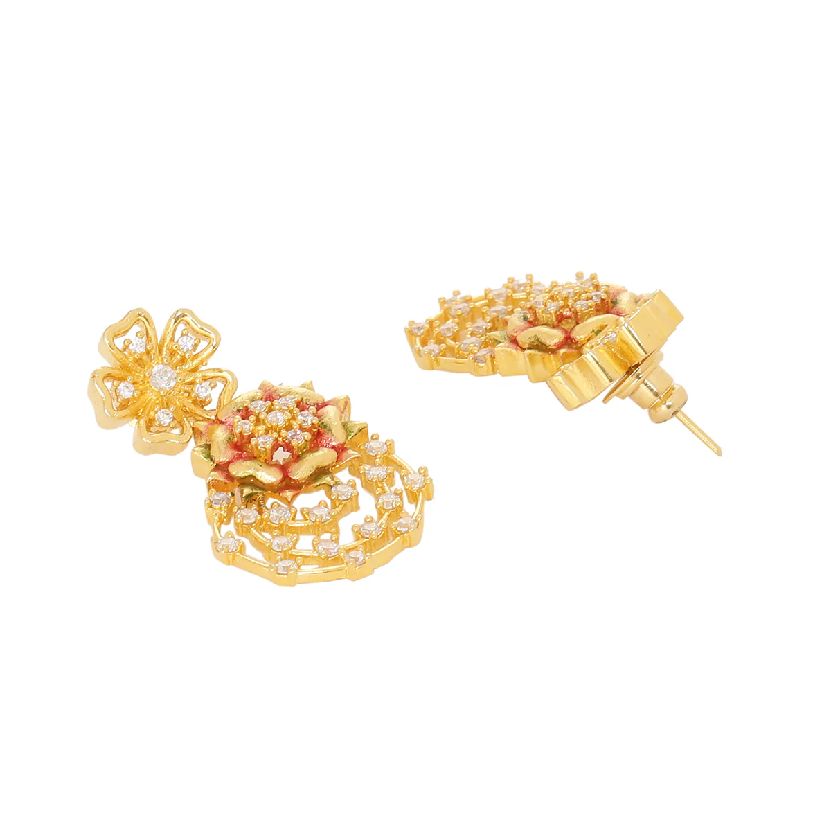 Floriana CZ Gold Plated Drop Earrings - Image 5