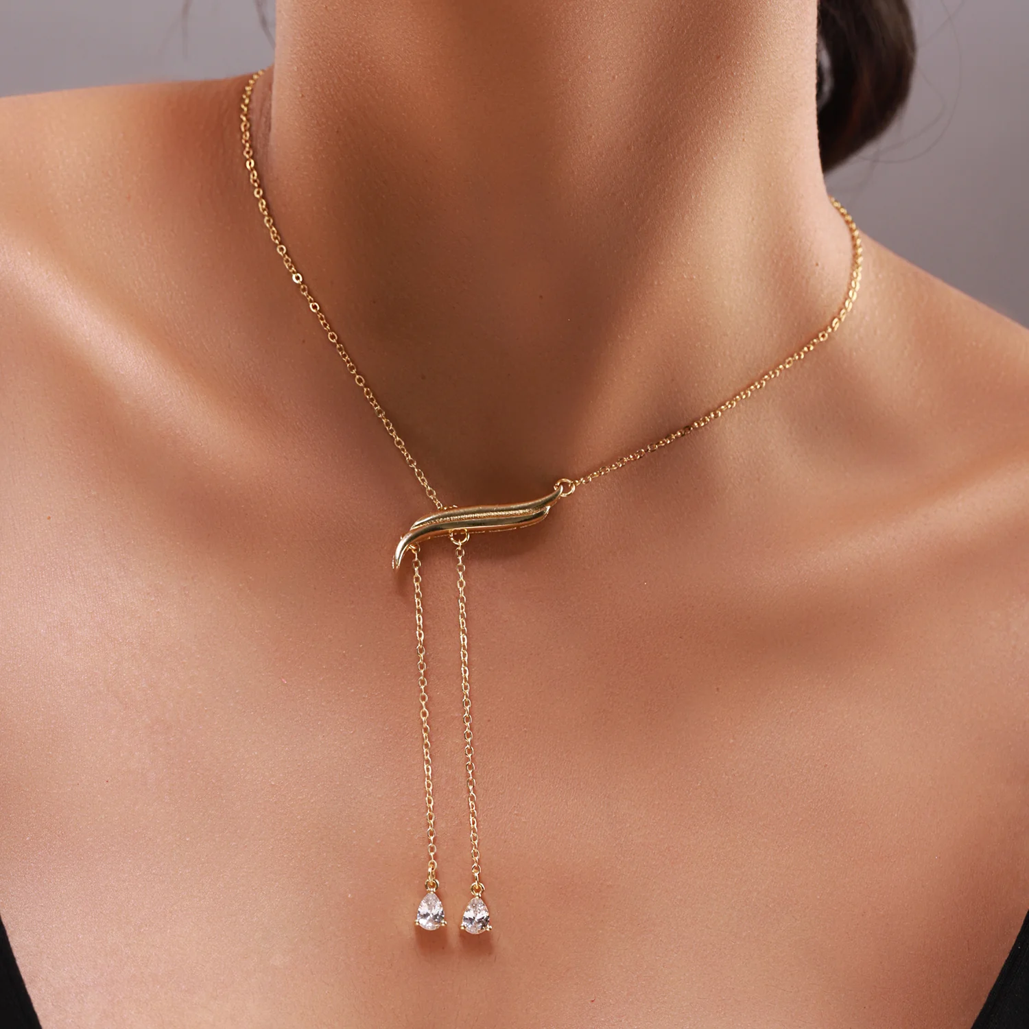 Flow Tide Cascade Curve Y Necklace - Image 2