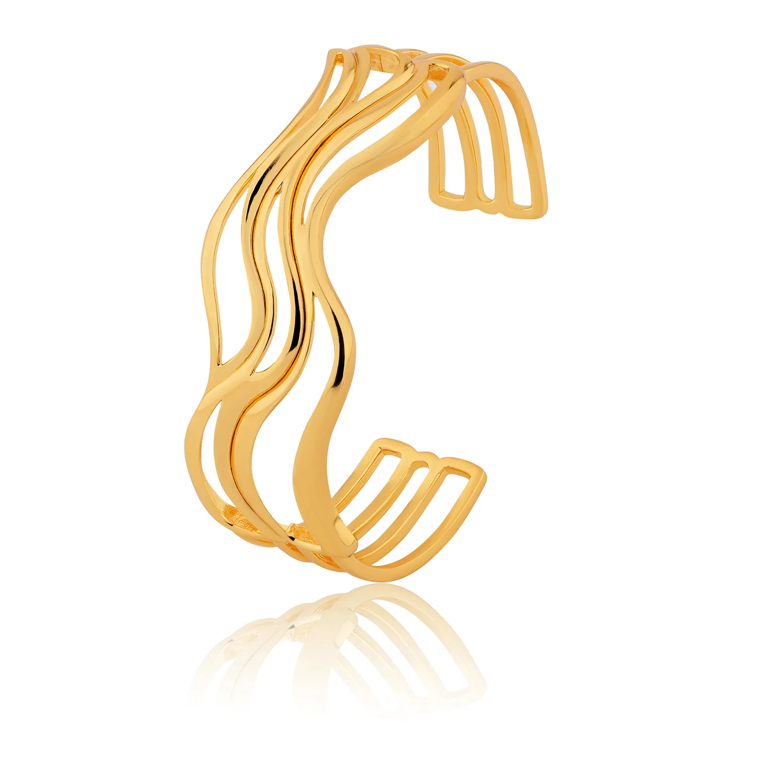 Flow Tide Golden Wave Cuff Adjustable Bracelet - Image 4