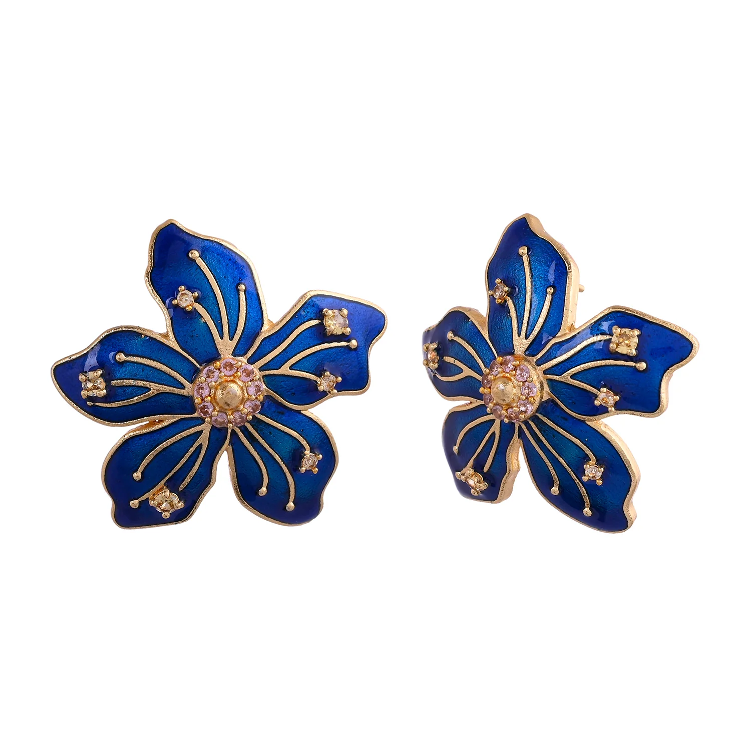 Flower Fantasy Sapphire Blue Statement Studs - Image 4
