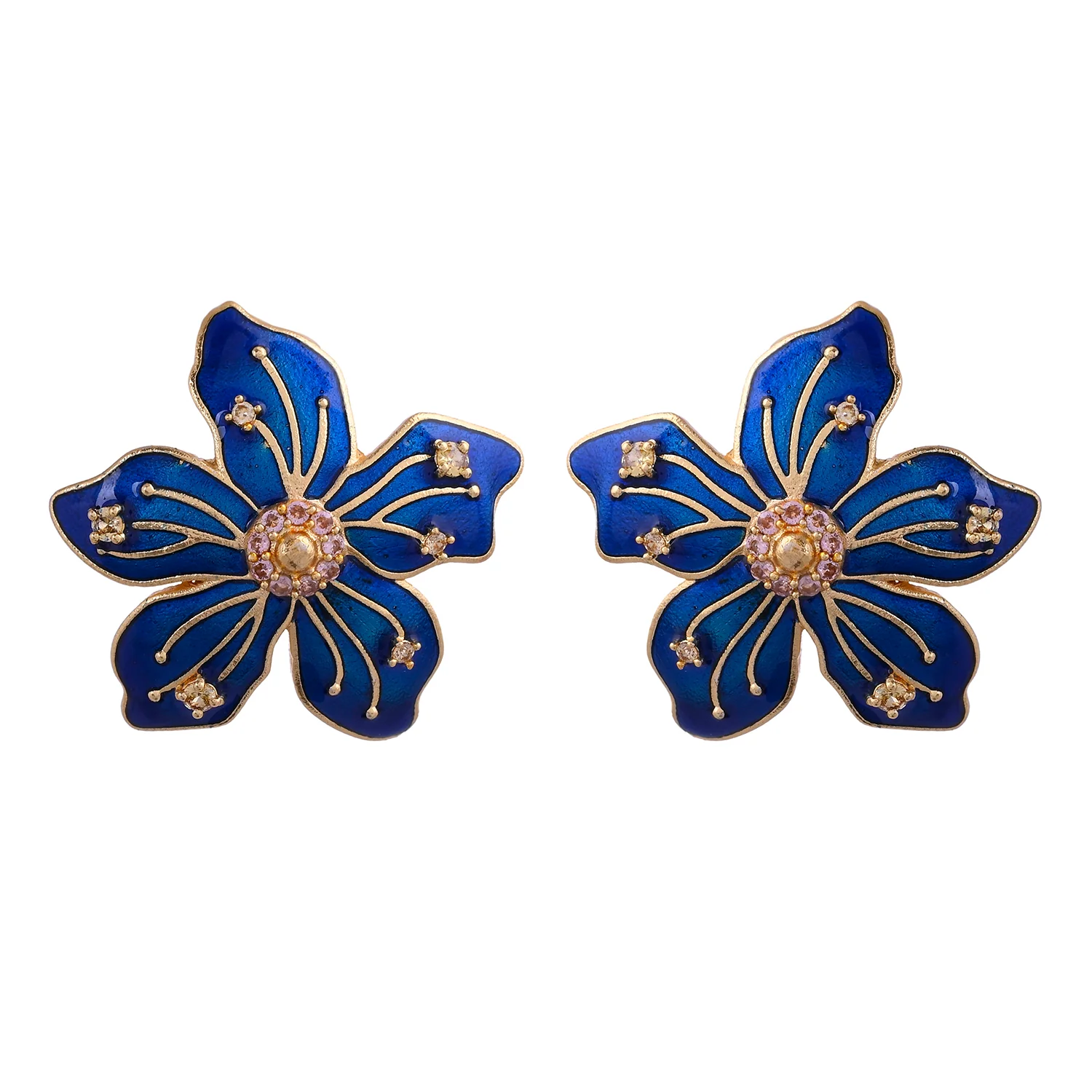 Flower Fantasy Sapphire Blue Statement Studs - Image 5