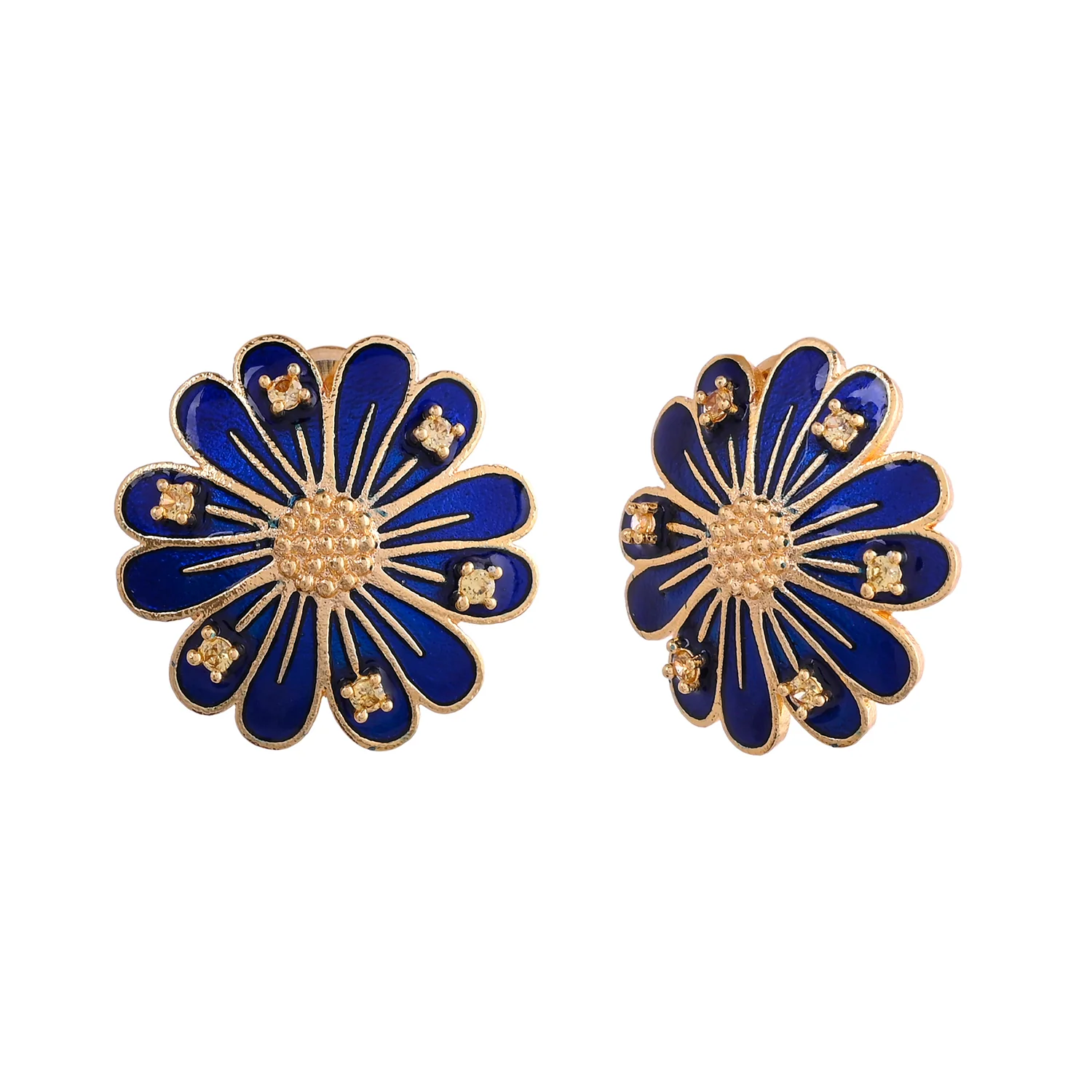 Flower Fantasy Sapphire Blue Daisy Ear Studs - Image 4