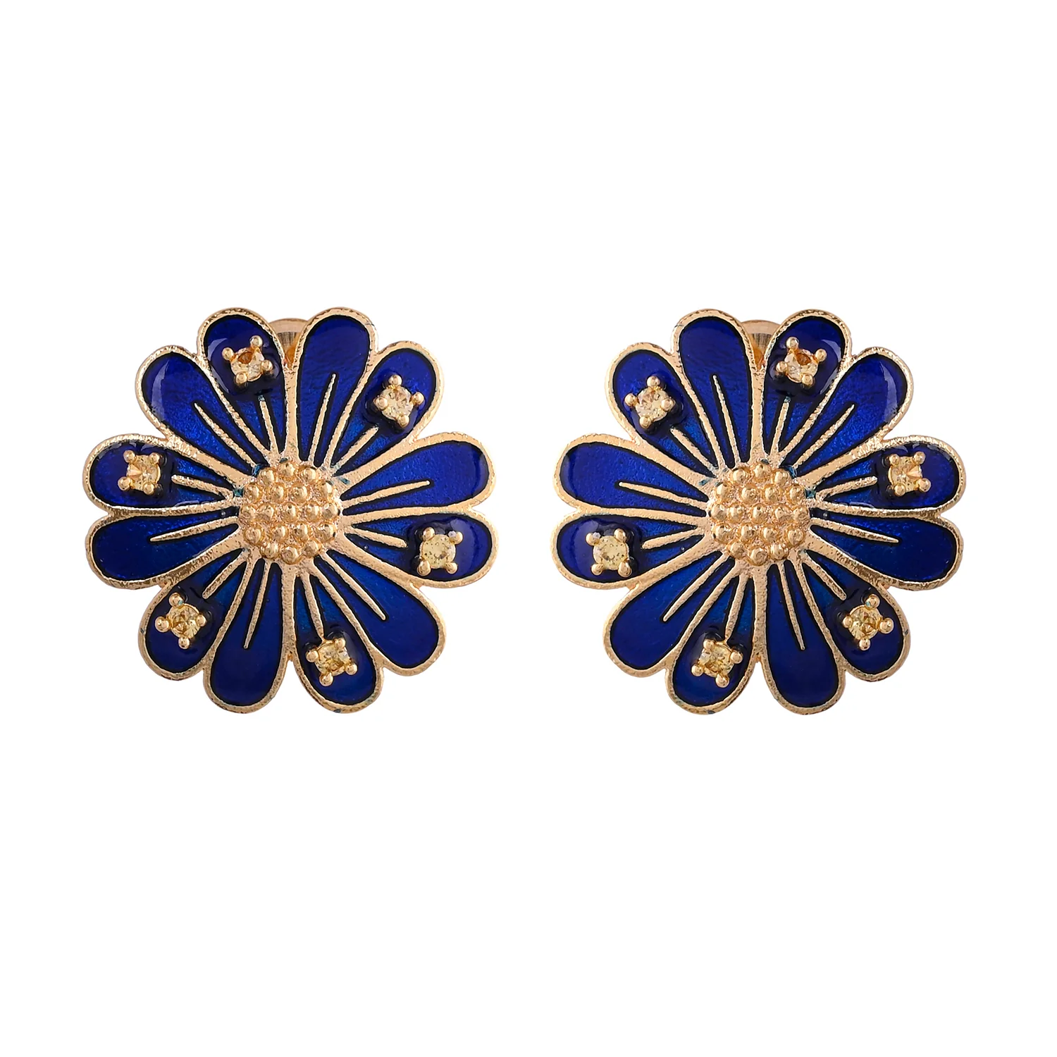 Flower Fantasy Sapphire Blue Daisy Ear Studs - Image 5