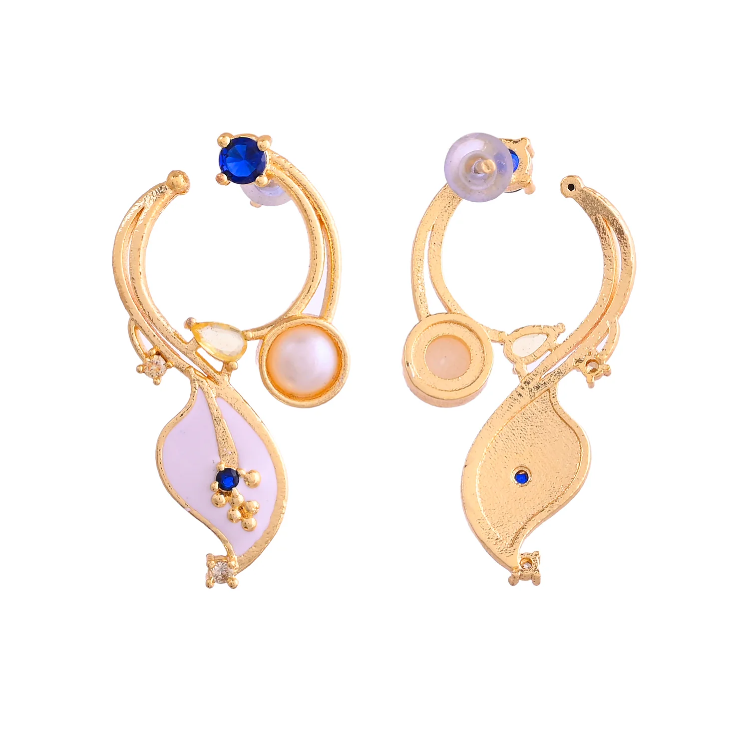 Flower Fantasy Pure Elegance Pearl Petal Earrings - Image 3