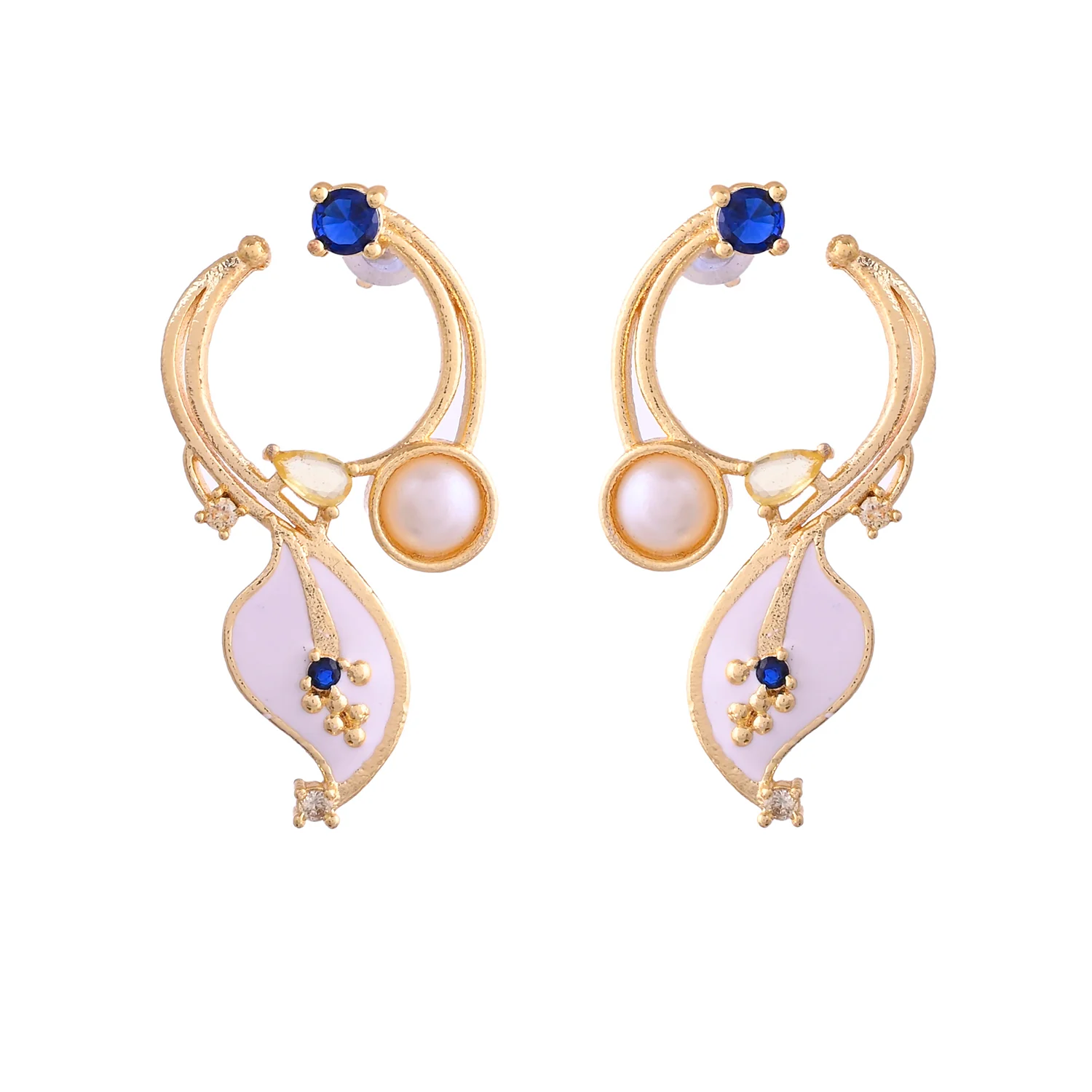 Flower Fantasy Pure Elegance Pearl Petal Earrings - Image 5