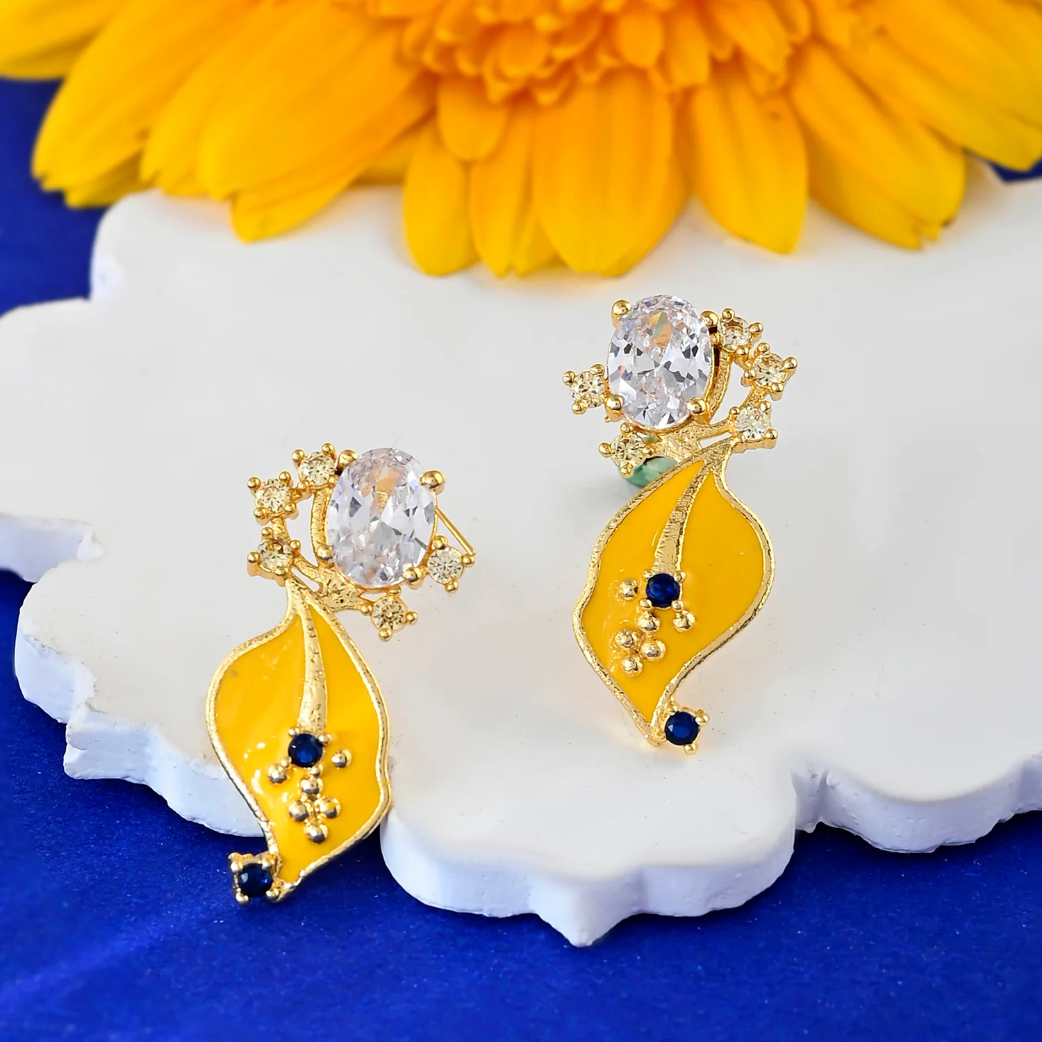 Flower Fantasy Bright Yellow Petal Ear Studs