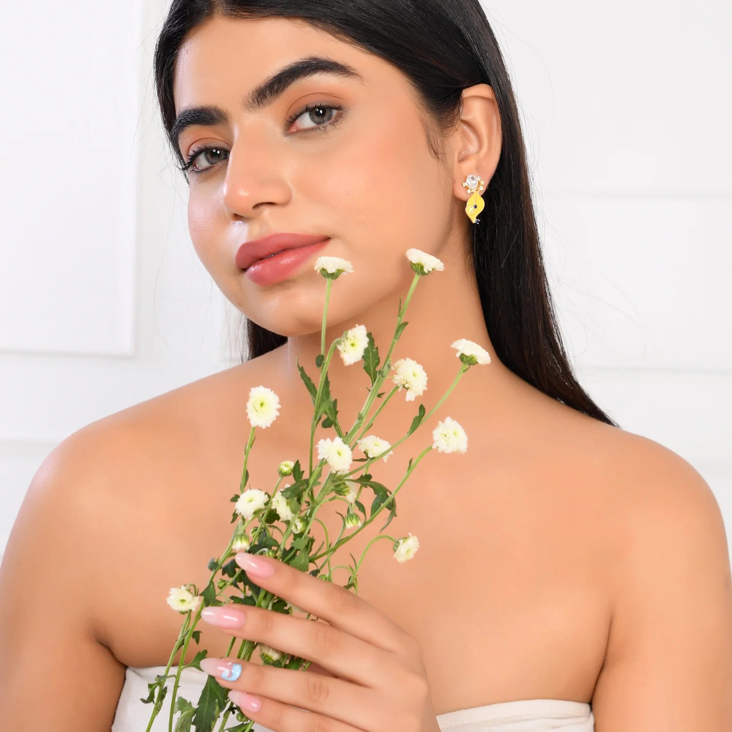 Flower Fantasy Bright Yellow Petal Ear Studs - Image 2