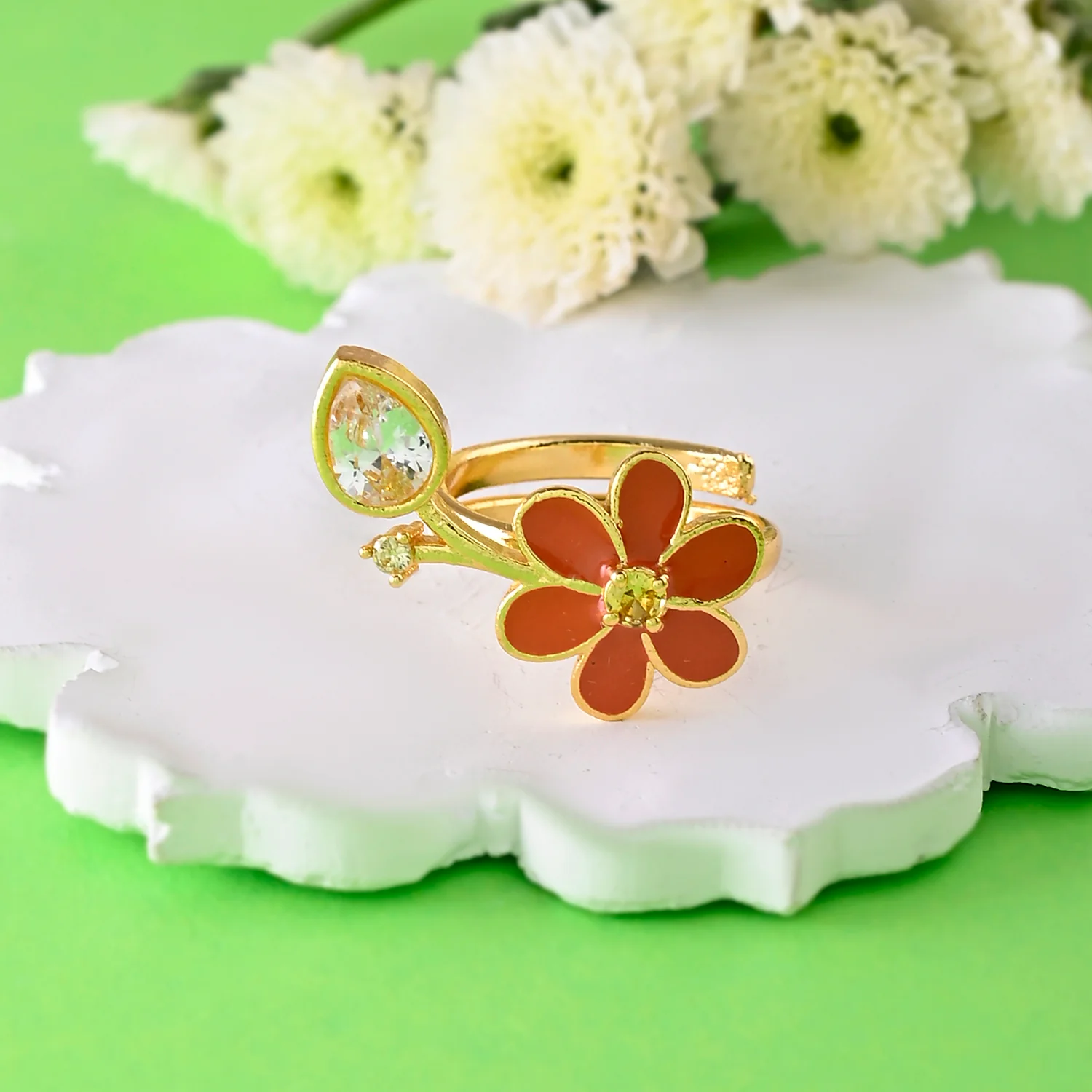 Flower Fantasy Leafy Coral Ring
