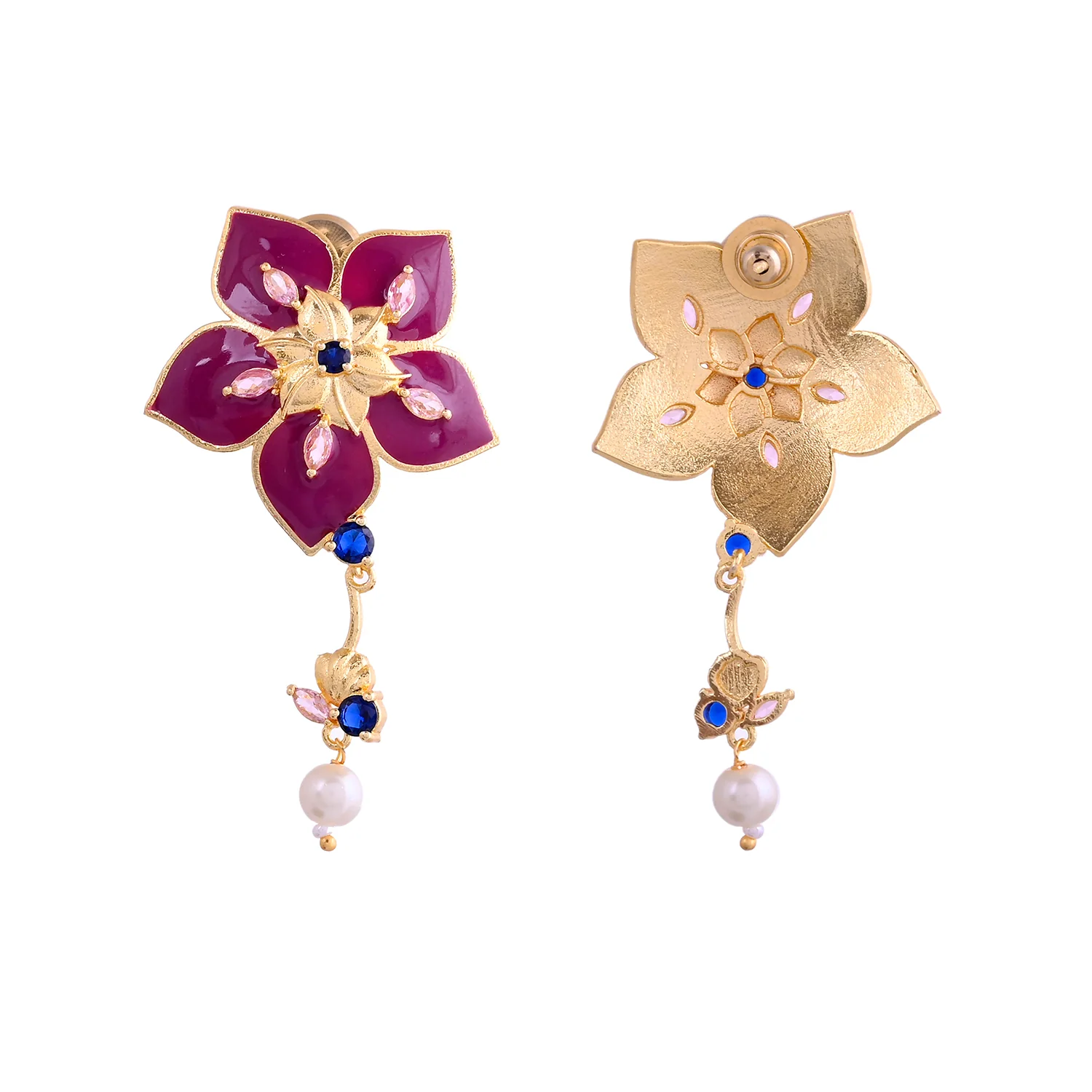 Flower Fantasy Majestic Magenta Dangler Earrings - Image 3