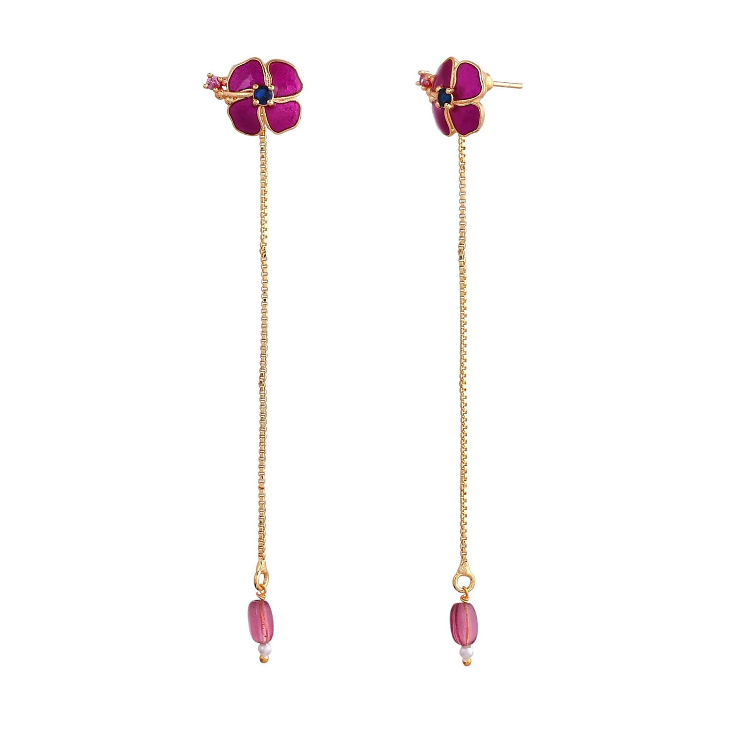 Flower Fantasy Magenta Bloom  Dangler Earrings - Image 3