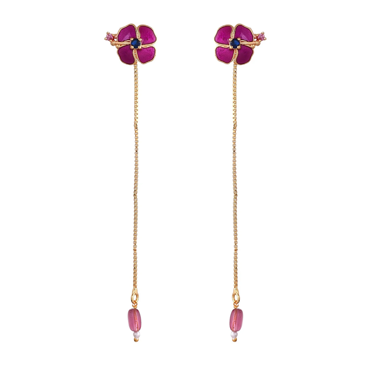 Flower Fantasy Magenta Bloom  Dangler Earrings - Image 4
